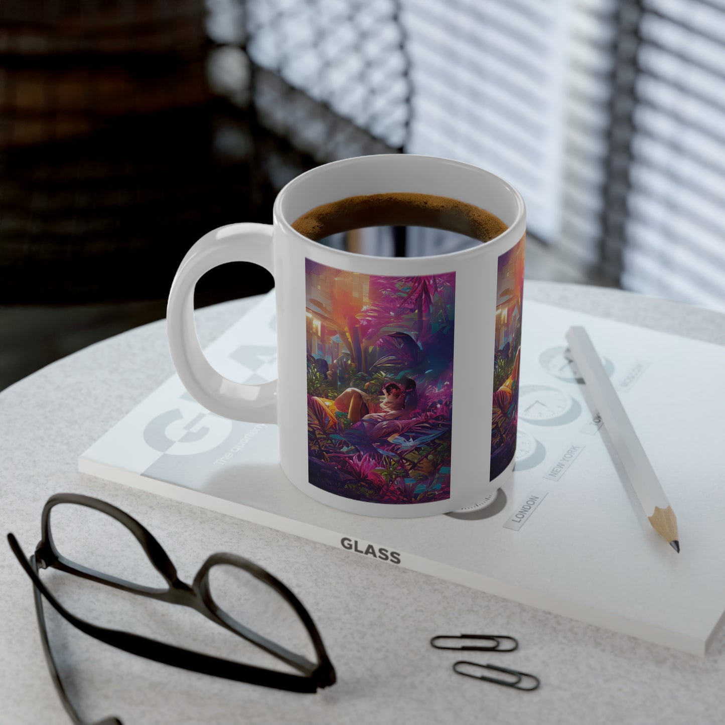 Jumbo Mug, 20oz, Midnight Kiss in Secret Garden | Tropical Coffee Cup
