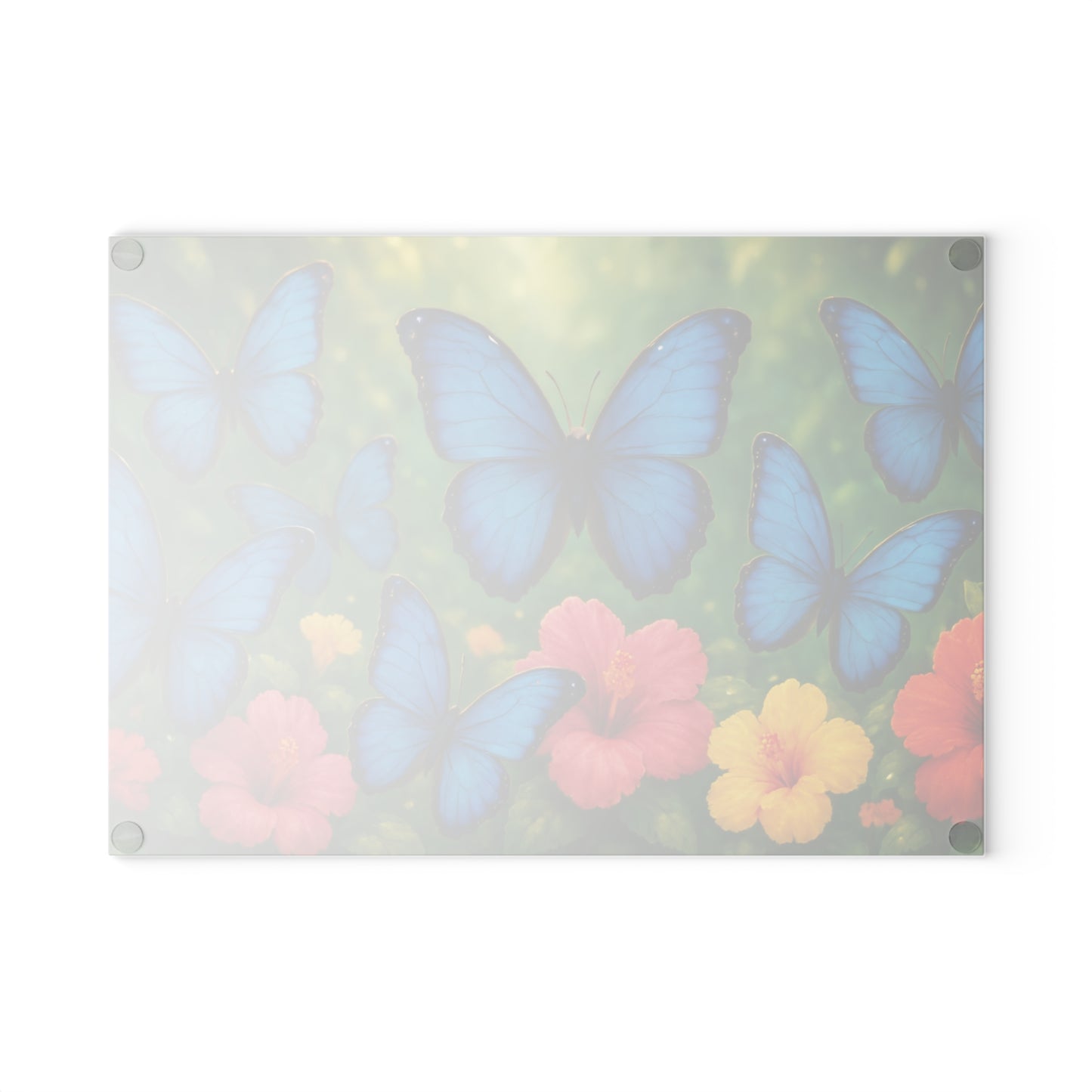 Glass Cutting Board, 2 sizes - Morpho Butterfly Flight