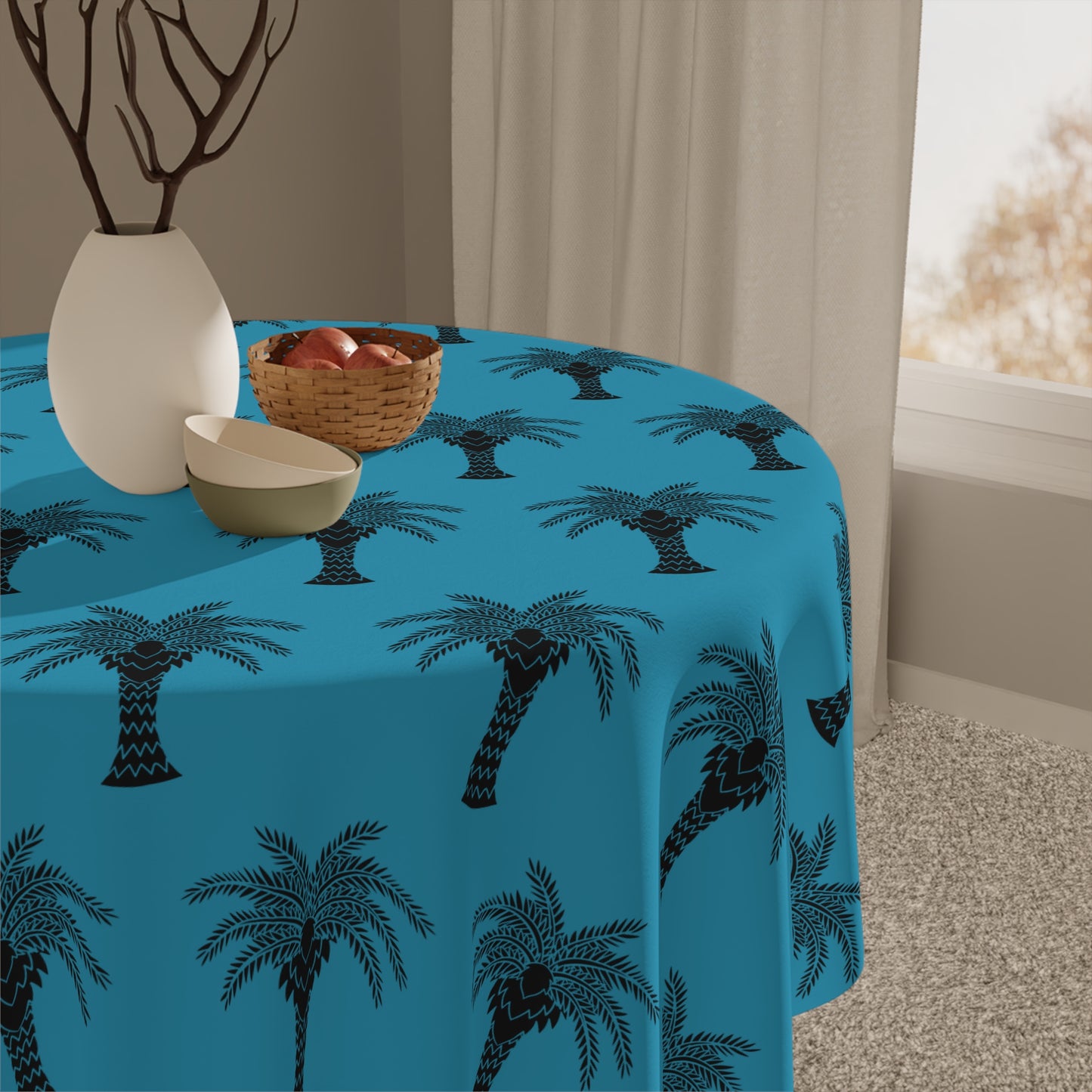 Palm Glory/Turquoise ~ Square Tablecloth, 55" x 55"