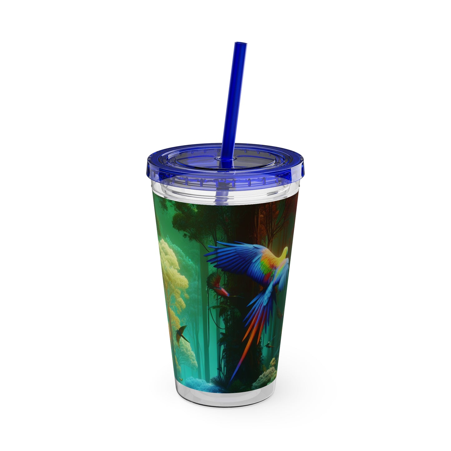 Tropical Tumbler with Straw | 16oz Colorful Travel Cup / Flight School