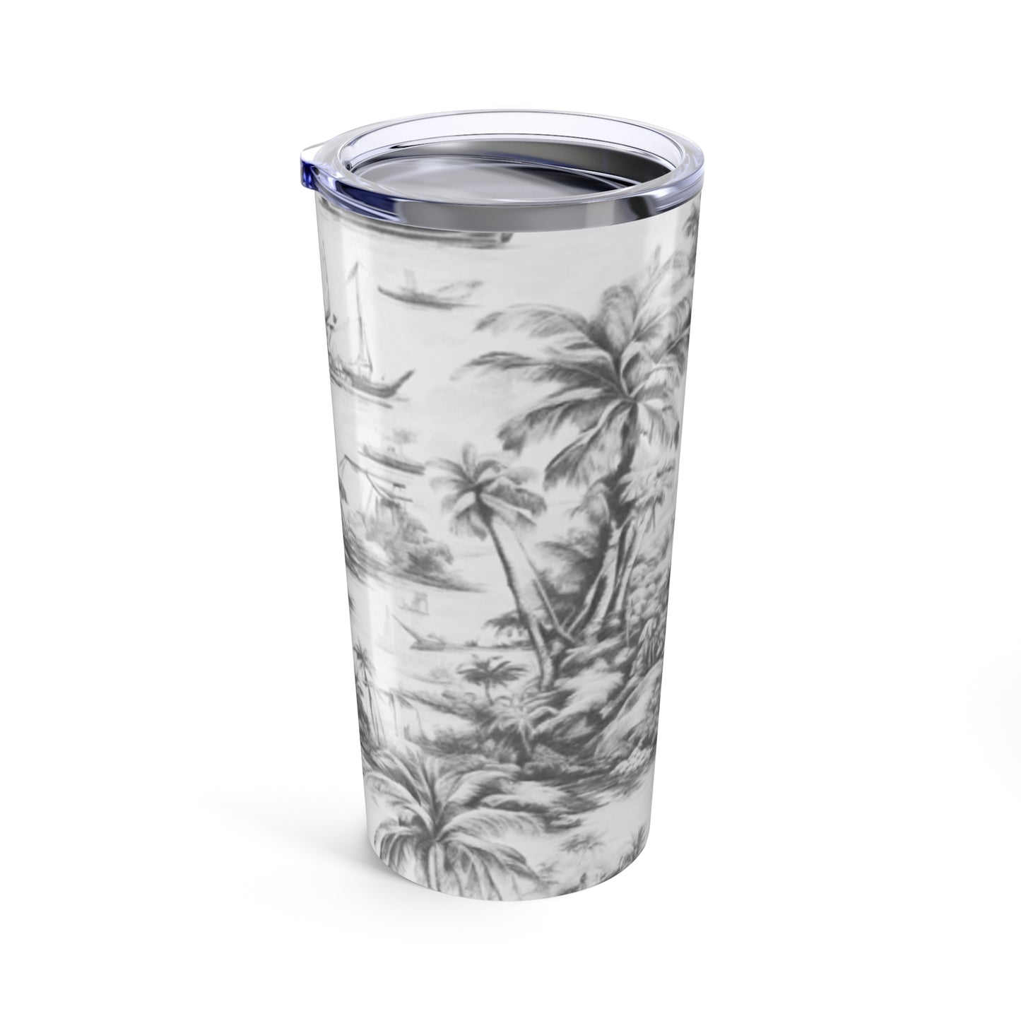 20oz Tropical Glossy Tumbler - Tropical Toile, Soft Black