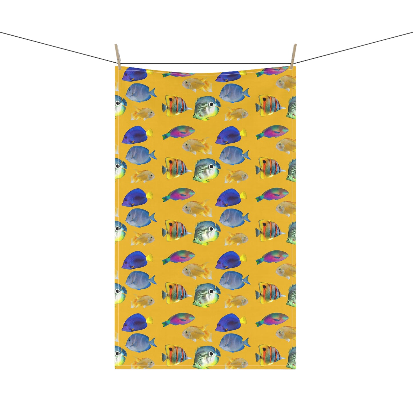 Tea Towels (cotton, poly), School of Fish/Yellow