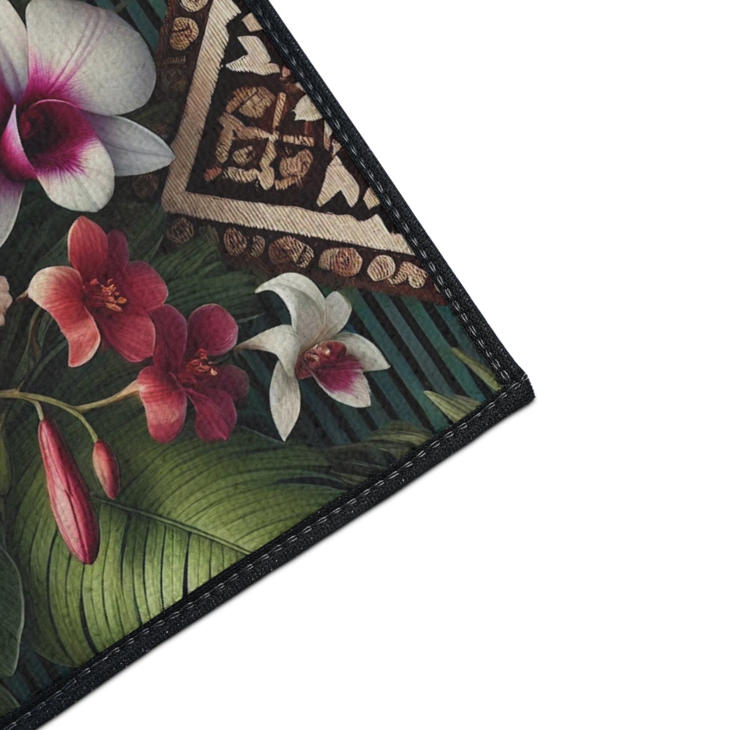 Heavy Duty Floor Mat, 5 Sizes – Tropical Area Rug for Home Décor / Tiki Orchids