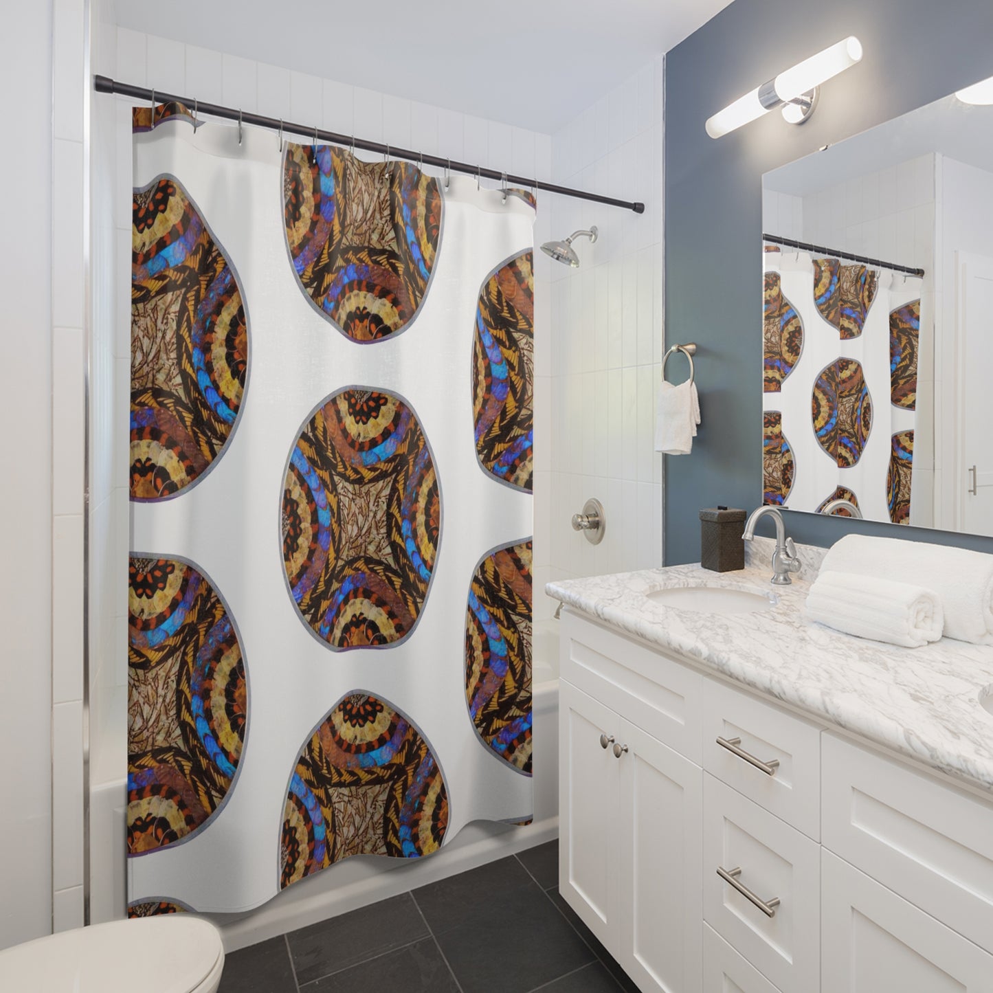 Tropical Shower Curtain - Rainforest Bathroom Decor / Real Butterfly Wing Plate #3