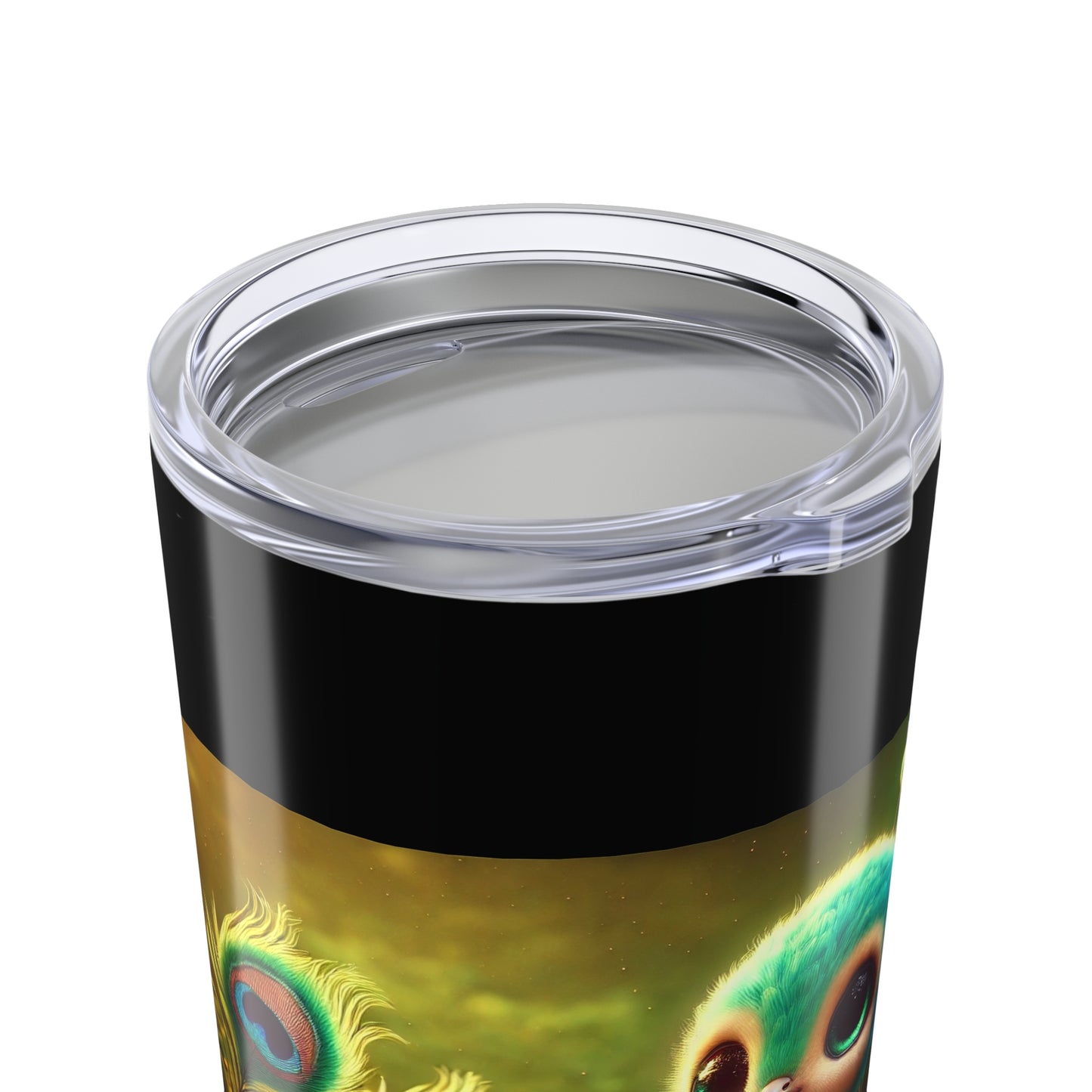 20oz Tropical Glossy Tumbler, Stainless Steel / Baby Peacock, Black