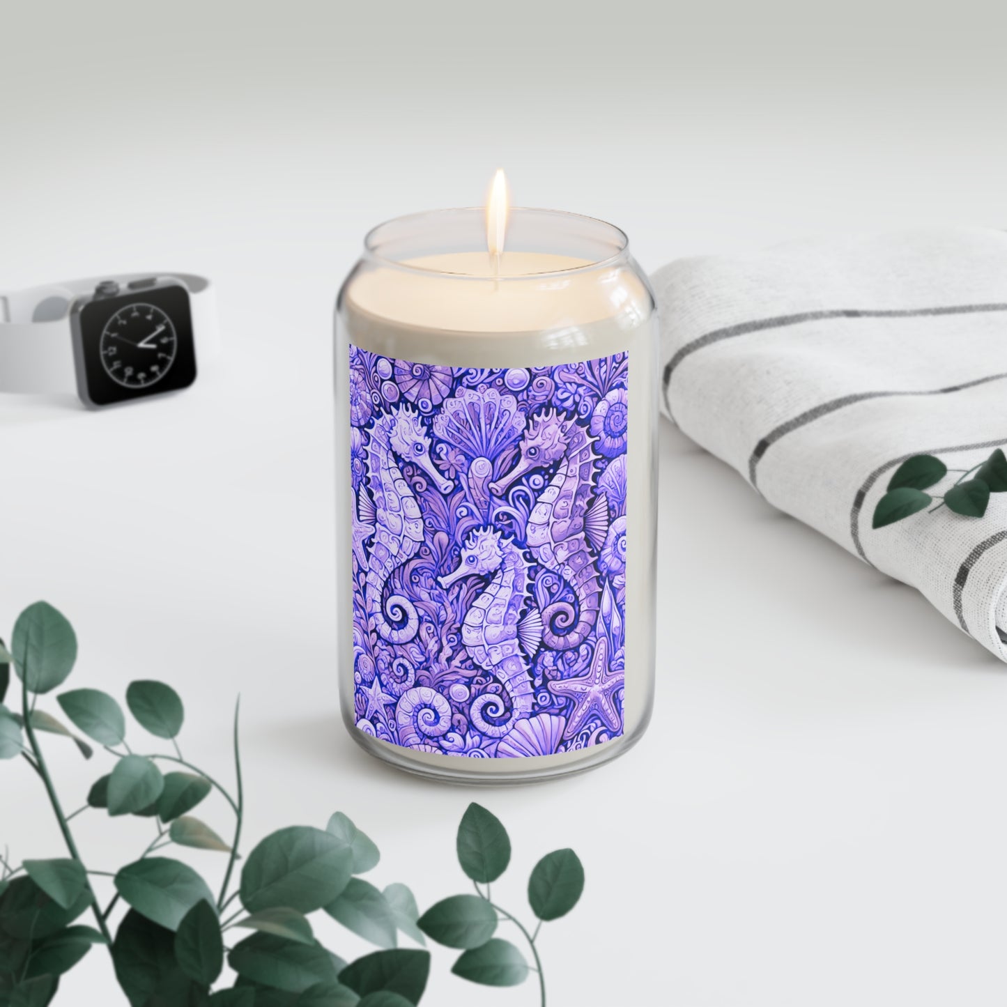 Scented Candle, 13.75oz - Seahorse Trio, Amethyst