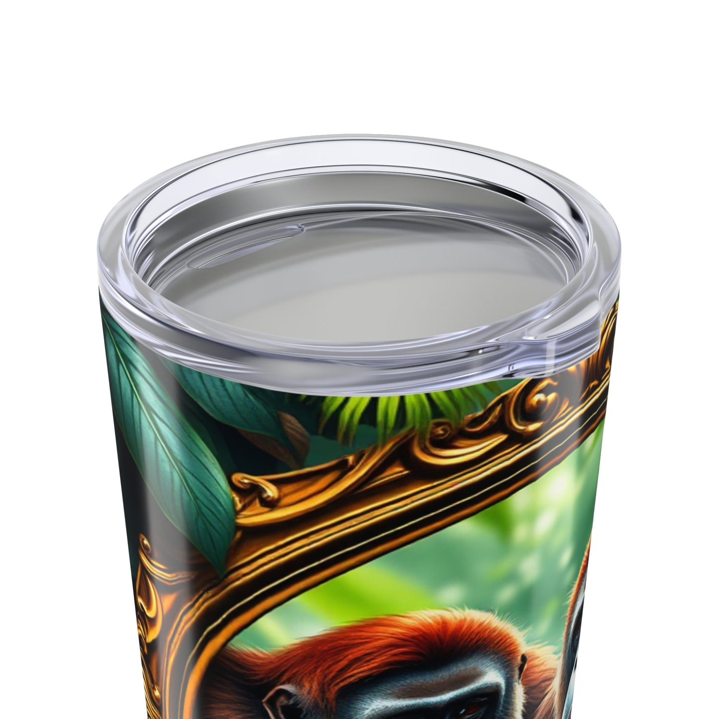 20oz Tropical Glossy Tumbler, Stainless Steel / Framed Orangutan Apes