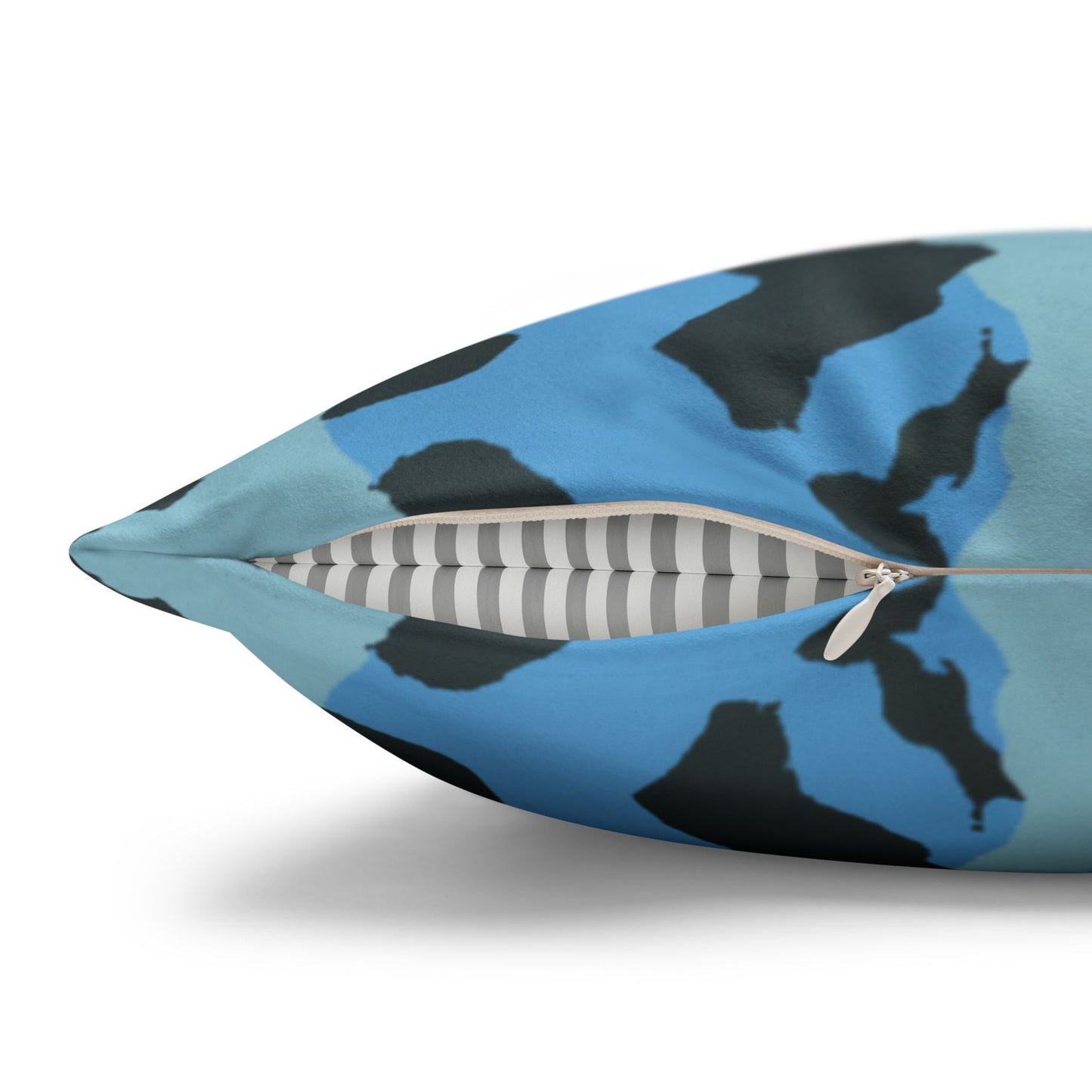 Faux Suede Square Pillowcase - Coral Threads/Blue