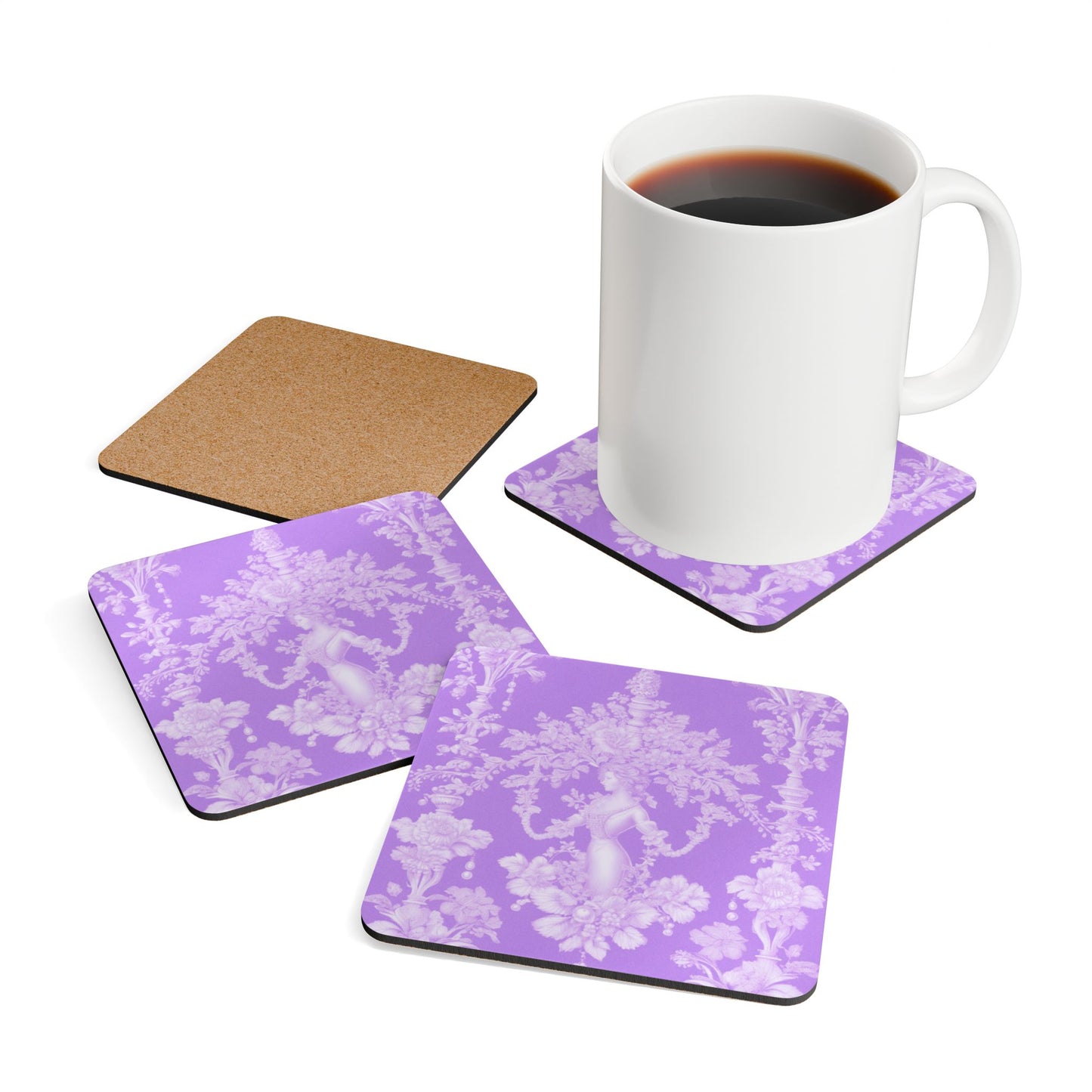 Coaster Set - Pearl Lady Toile, Lavendar