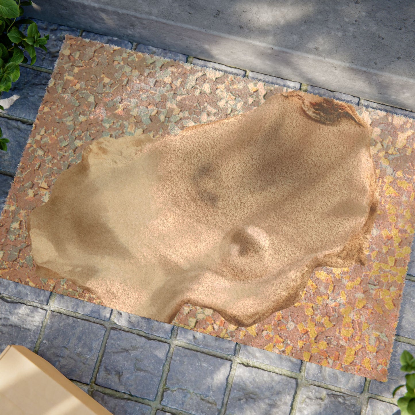 Tropical Shell Doormat - Vibrant Coconut Fiber Entrance Mat / NO TEXT Disco White Pearl Oyster