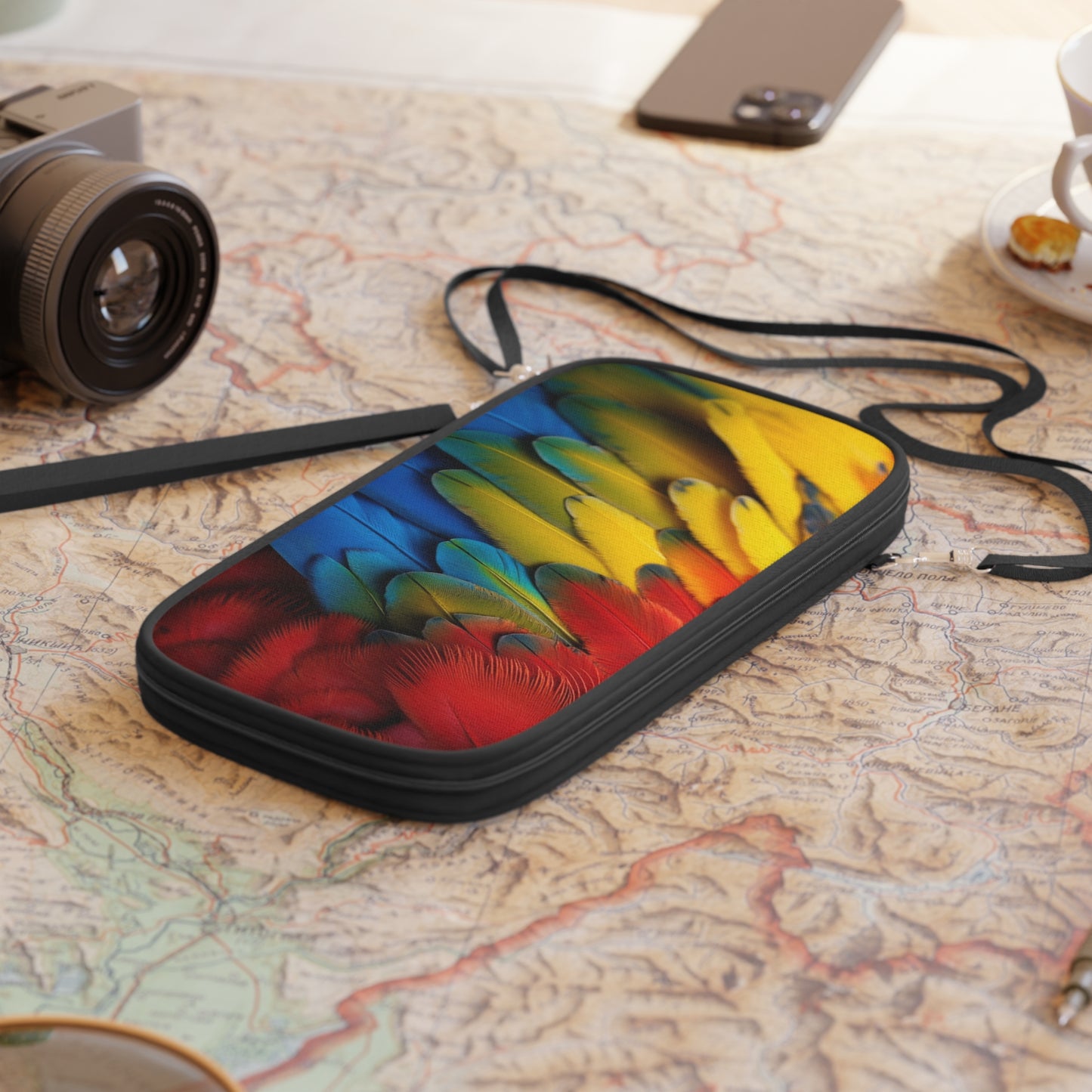Passport Wallet – Perfect for Travelers & Adventurers / Rainforest Macaw Feathers