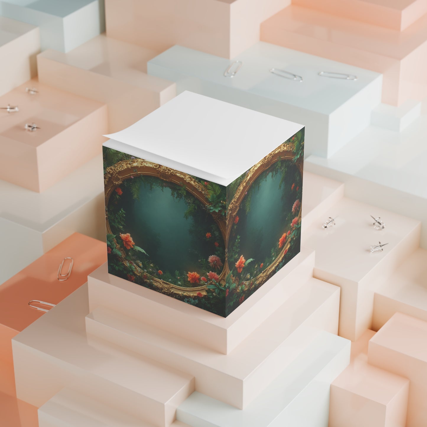 Note Cube - Orange Flower Rainforest Frame