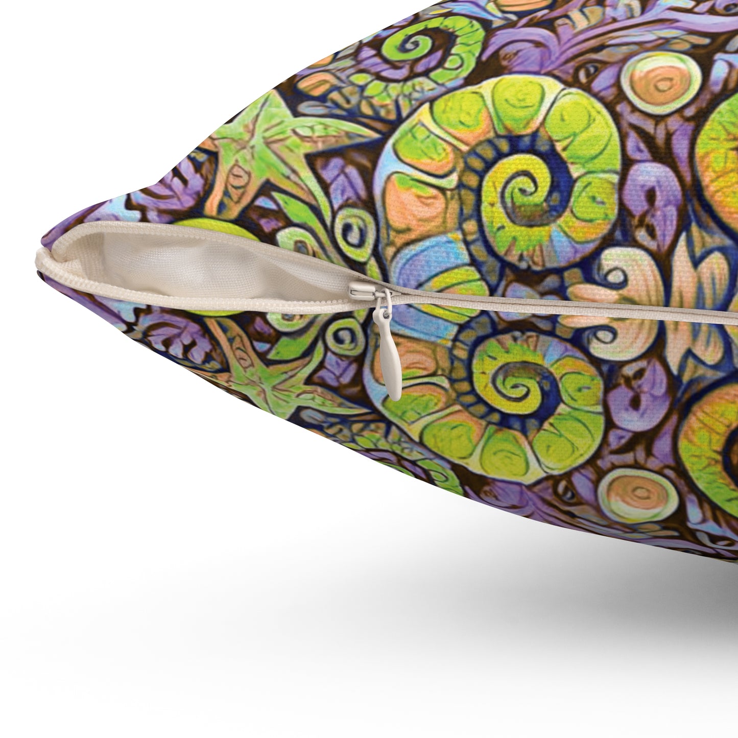 Decorative Pillow - Accent Cushion, 4 Sizes / Seahorse Trio, Yellow and Purple