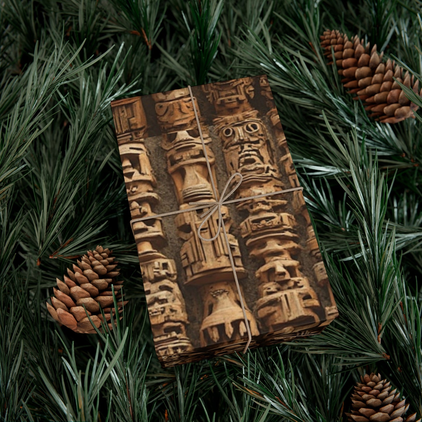 Wrapping Paper - Tropical Gift Wrap for All Occasions / 3 Sizes, 2 Finishes / Ancient Tiki Totems