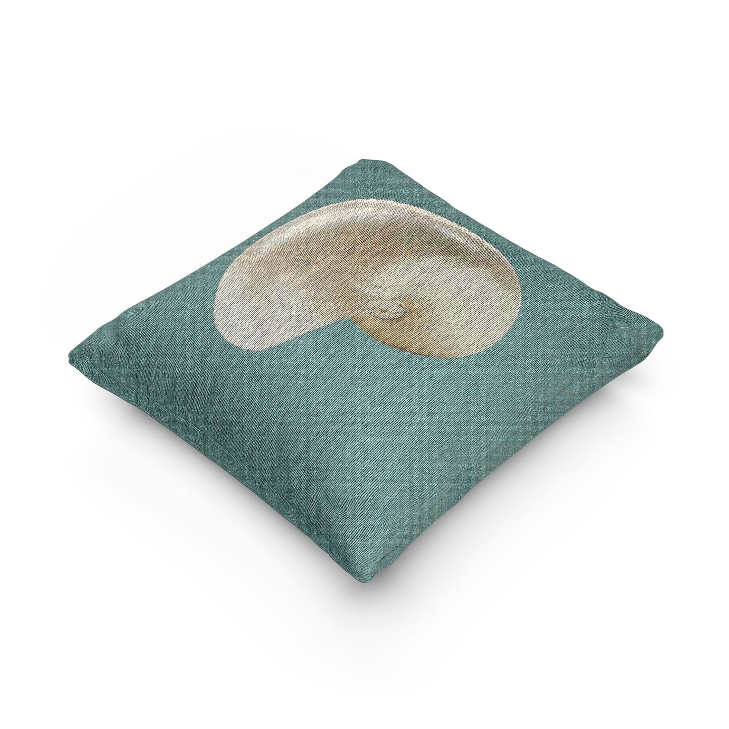 Woven Pillow, 17"W x 18"L - White Nautilus Shell, Turquoise