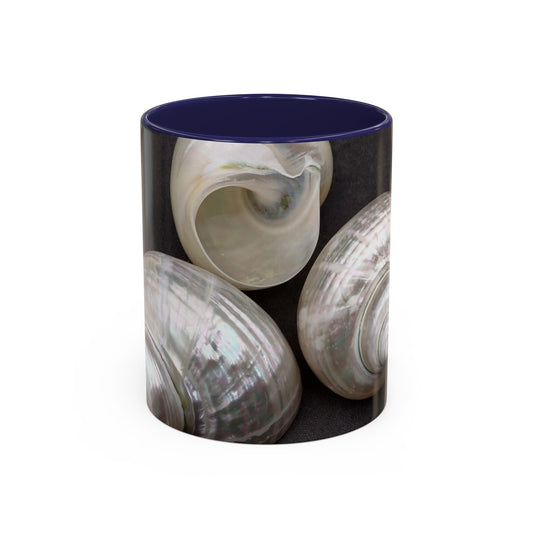 Accent Color Coffee Mug (11, 15oz), 8 Colors - White Nautilus Trio/Black, Large