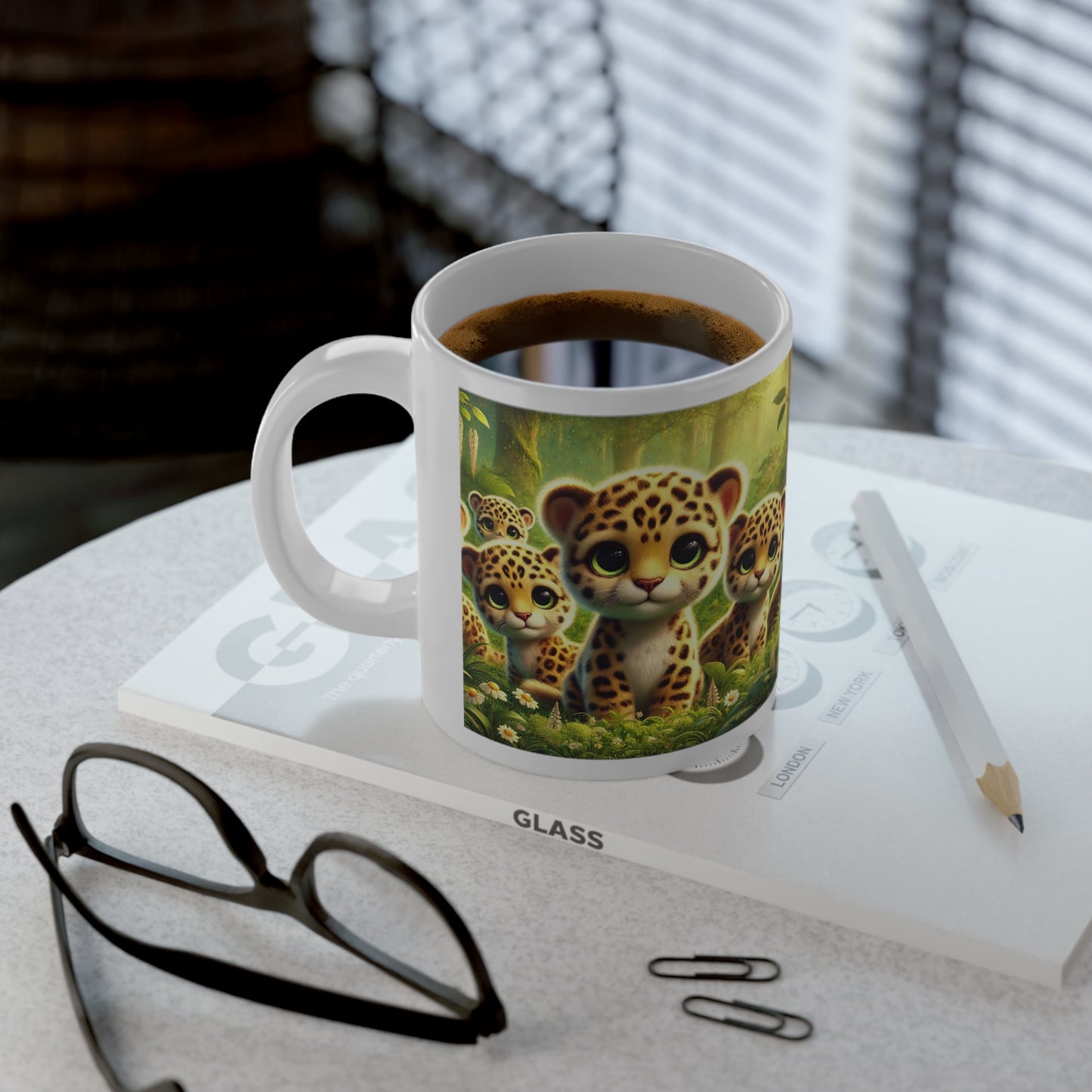 Jumbo Mug, 20oz, Rainforest Baby Jaguars | Tropical Coffee Cup