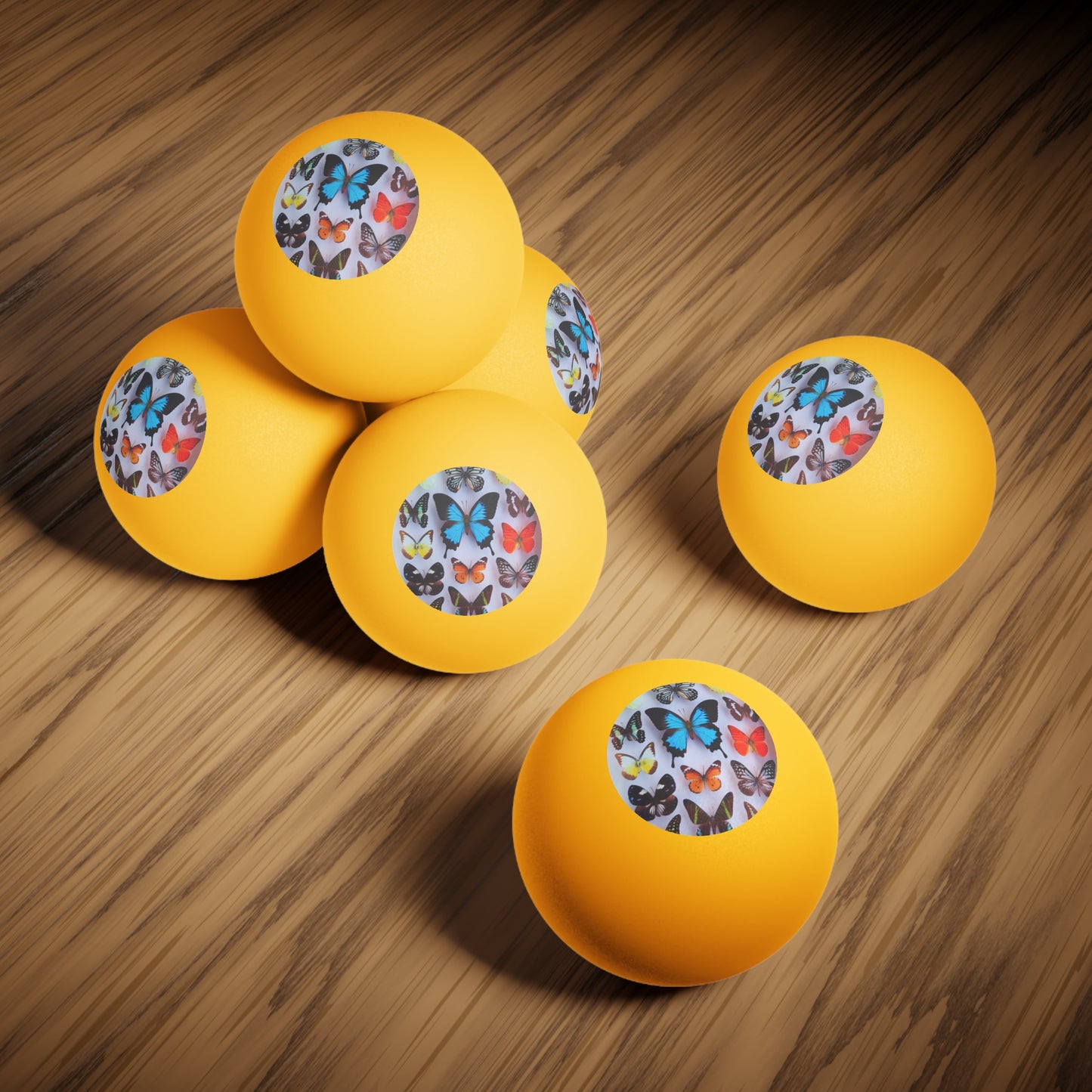 Tropical Paradise Ping Pong Balls - 6 Pack with Butterflies/Orange