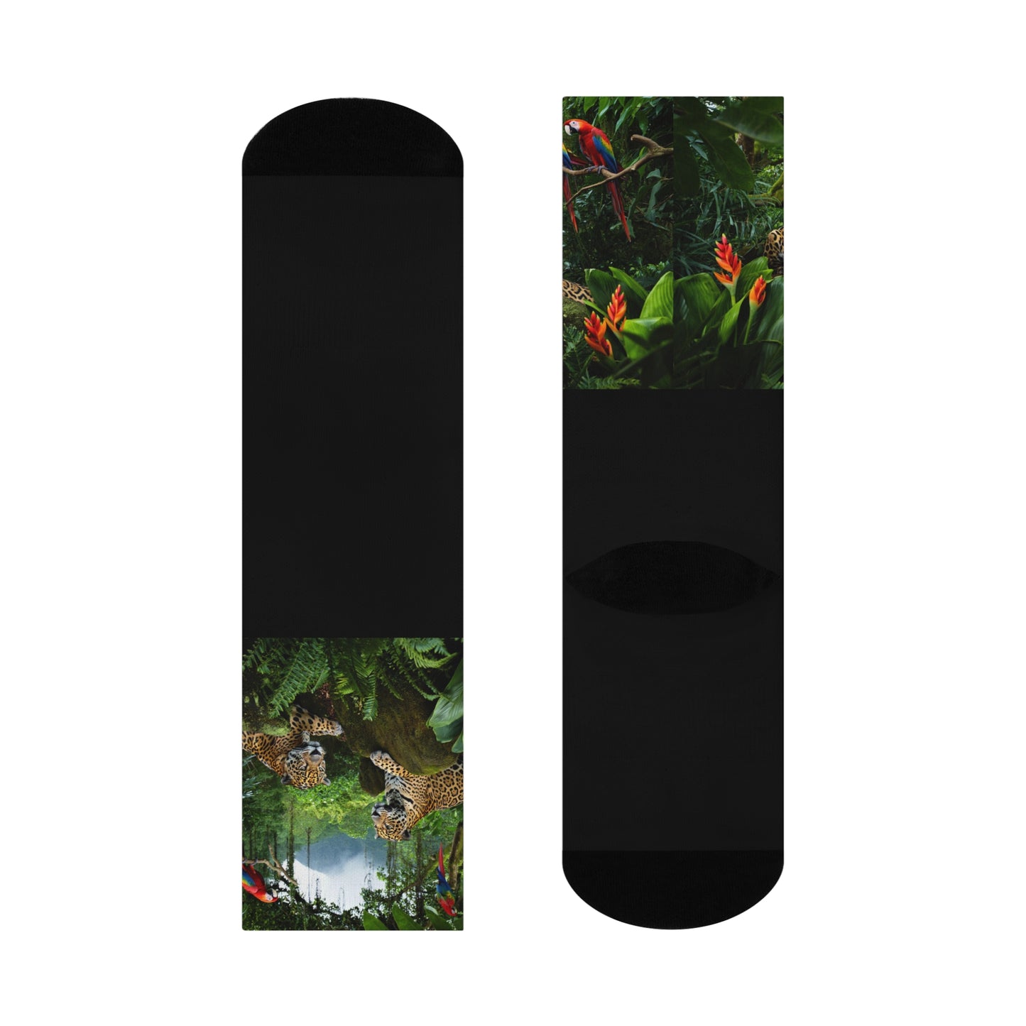 Cushioned Crew Socks - Jaguars and Parrots