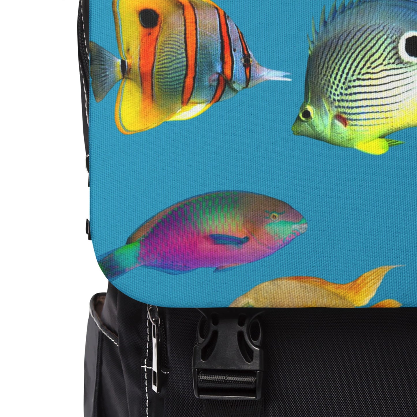 Tropical Casual Backpack - Perfect for Everyday Adventures / School of Fish, Turquoise