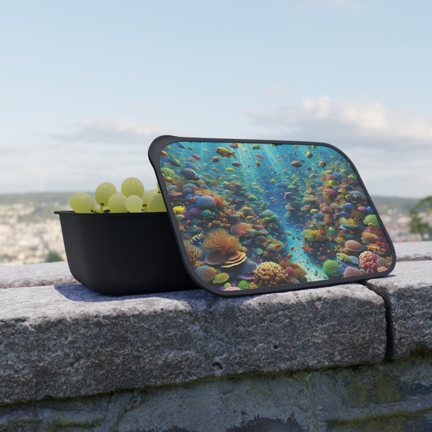Bento Box with Utensils - Busy Coral Reef