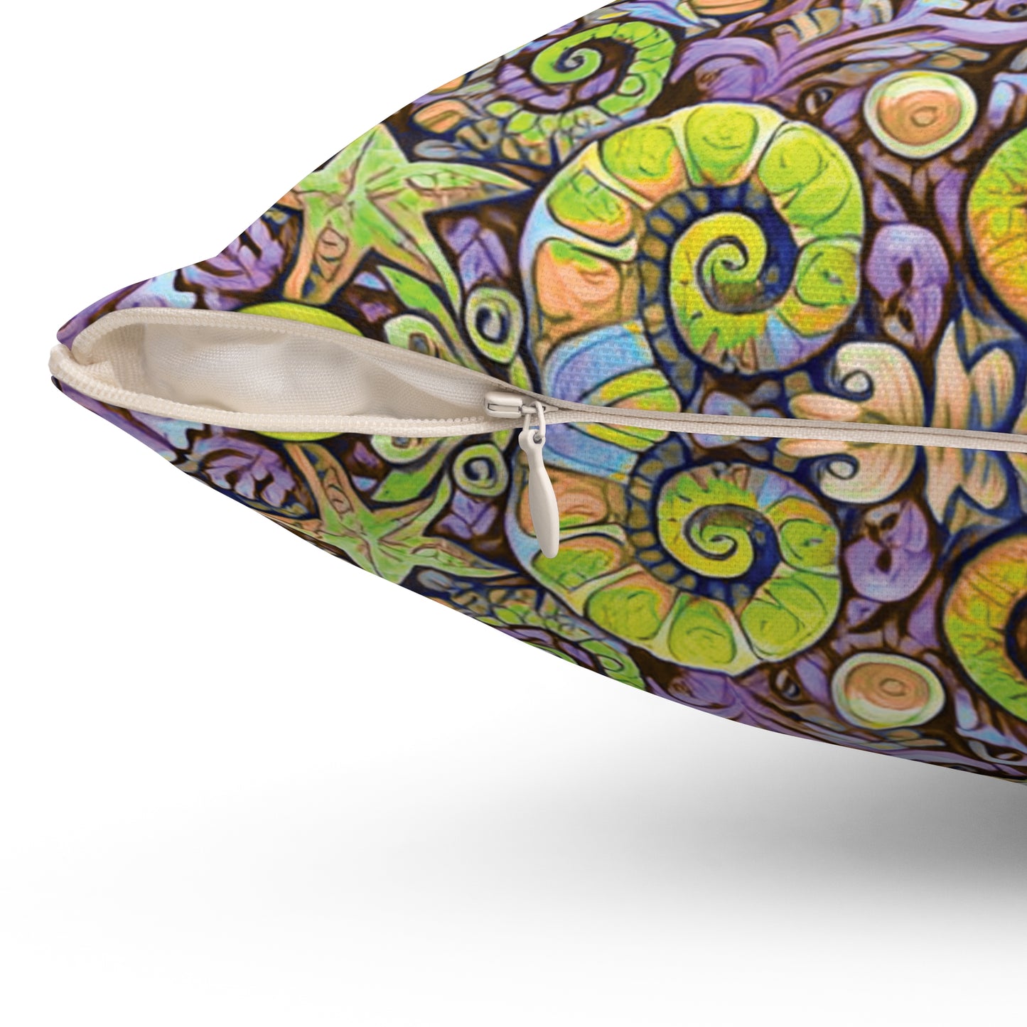 Decorative Pillow - Accent Cushion, 4 Sizes / Seahorse Trio, Yellow and Purple