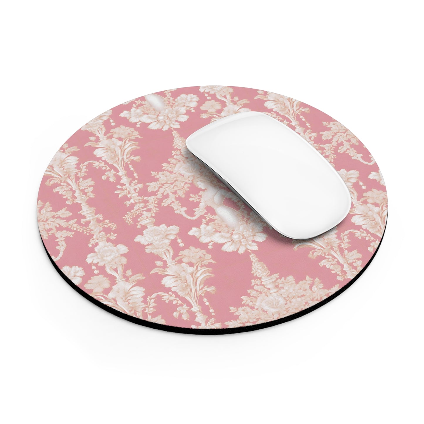 Tropical Mouse Pad, 2 Shapes - Beach Vibes for Home Office & Gamer / Pearl Lady Toile, Hibiscus Pink