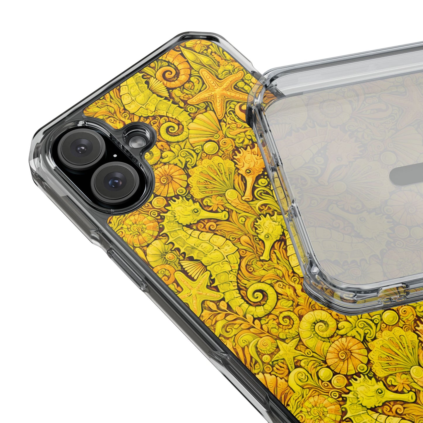 Seahorses/Yellow Magnetic Clear Phone Case, Many Models