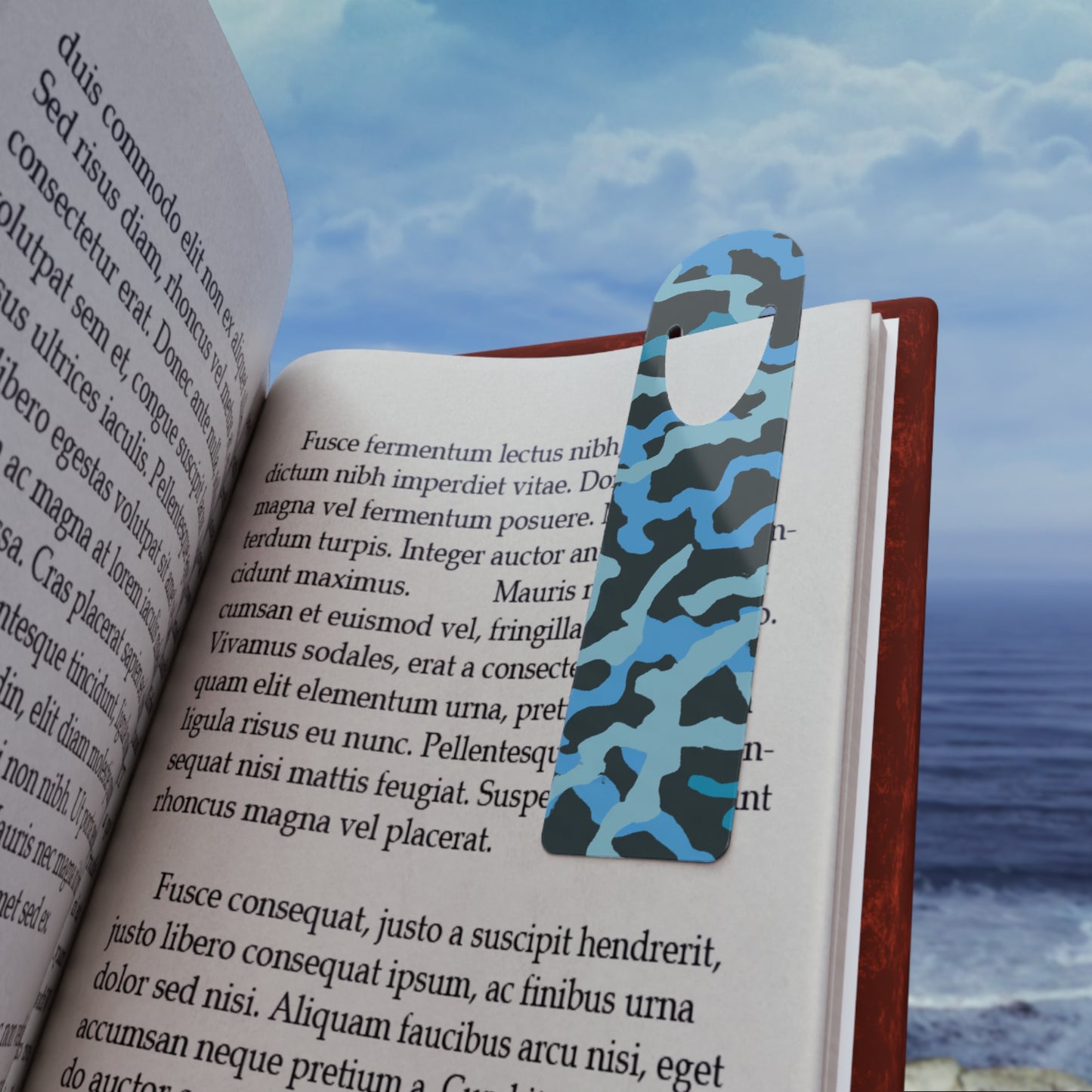 Bookmark - Aluminum, Coral Threads/Blue