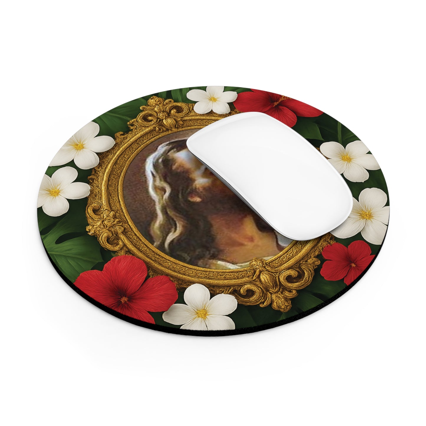 Religoius Tropical Mouse Pad, 2 Shapes - Beach Vibes for Home Office & Gamer / Head of Christ