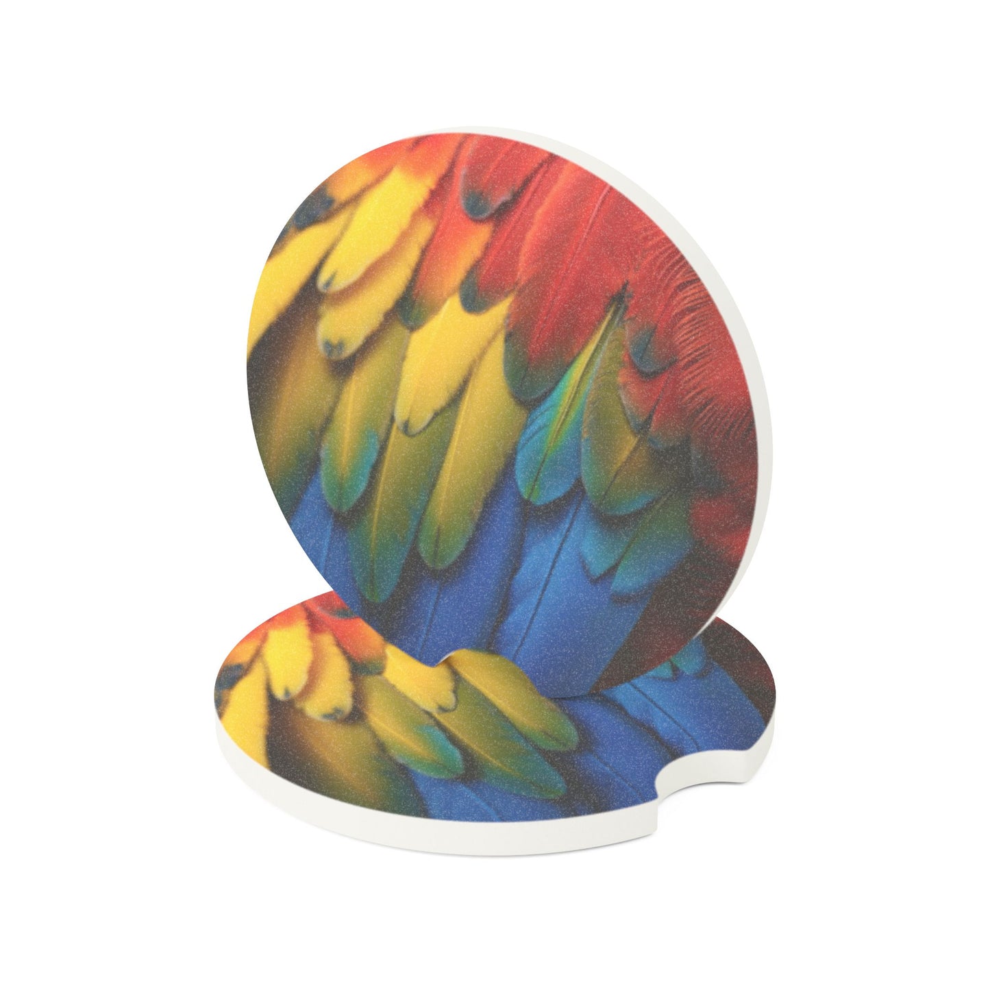 Soapstone Car Coaster - Macaw Feathers