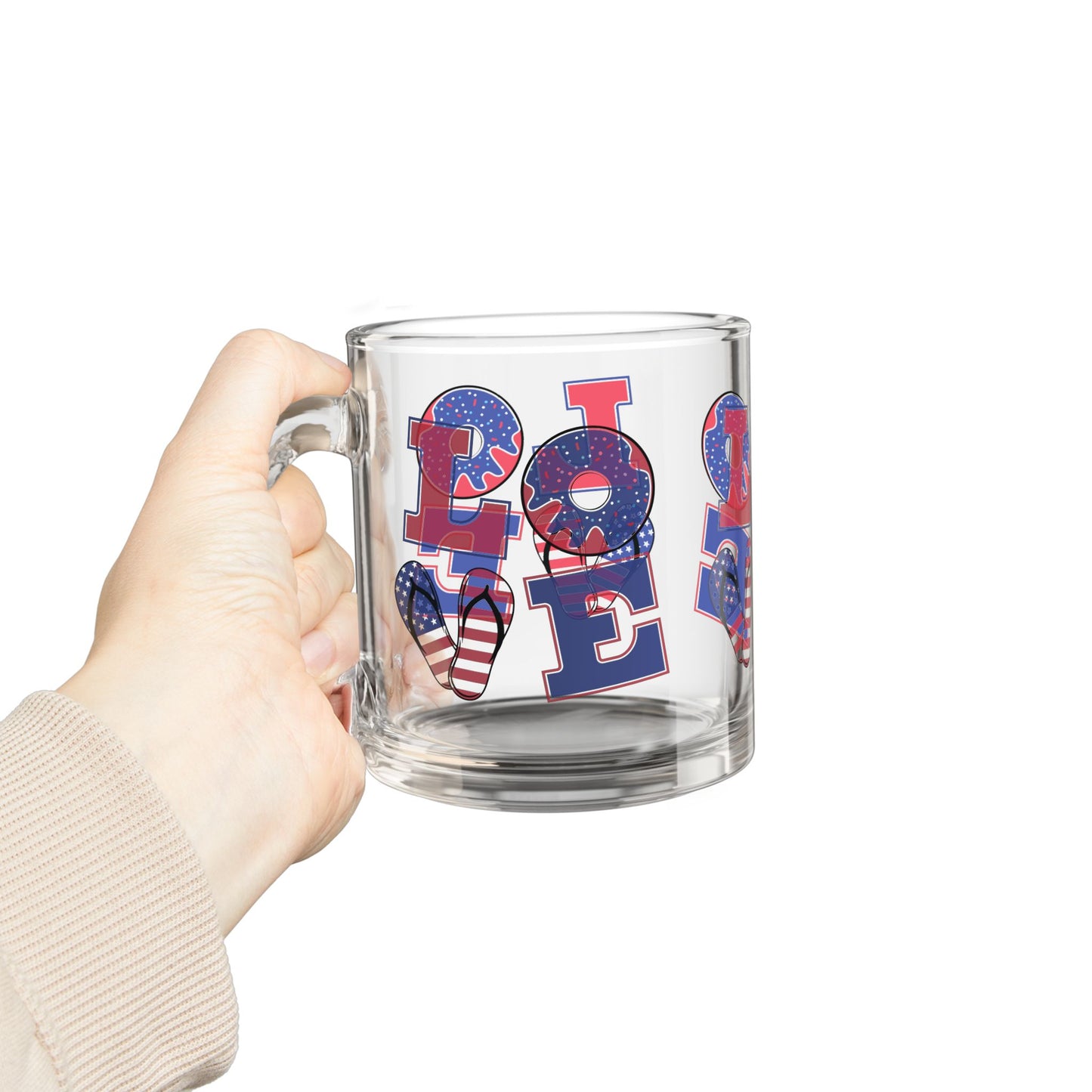 Tropical Glass Mug - 10oz Coffee Cup / Summer Love