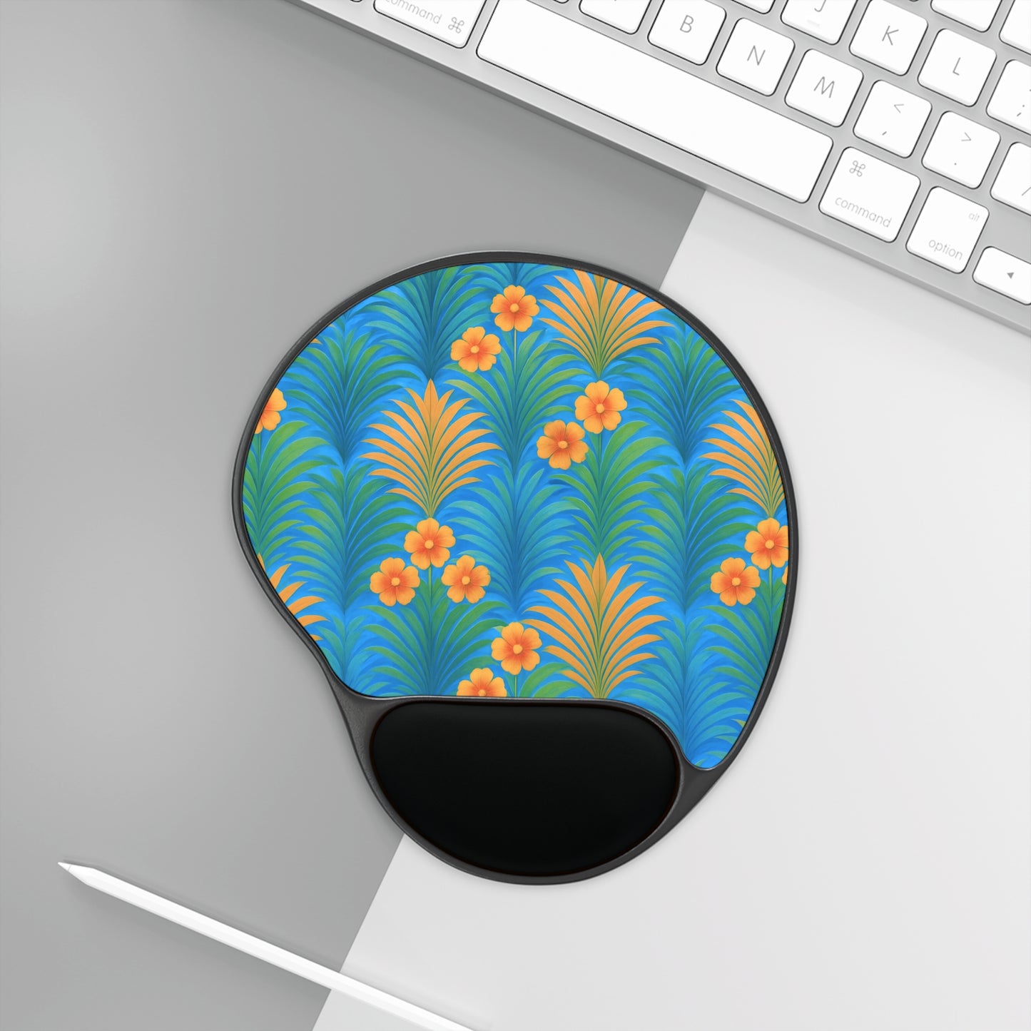 Sunrise Palms/Blue Mouse Pad with Wrist Rest – Ergonomic Design for Comfort and Style