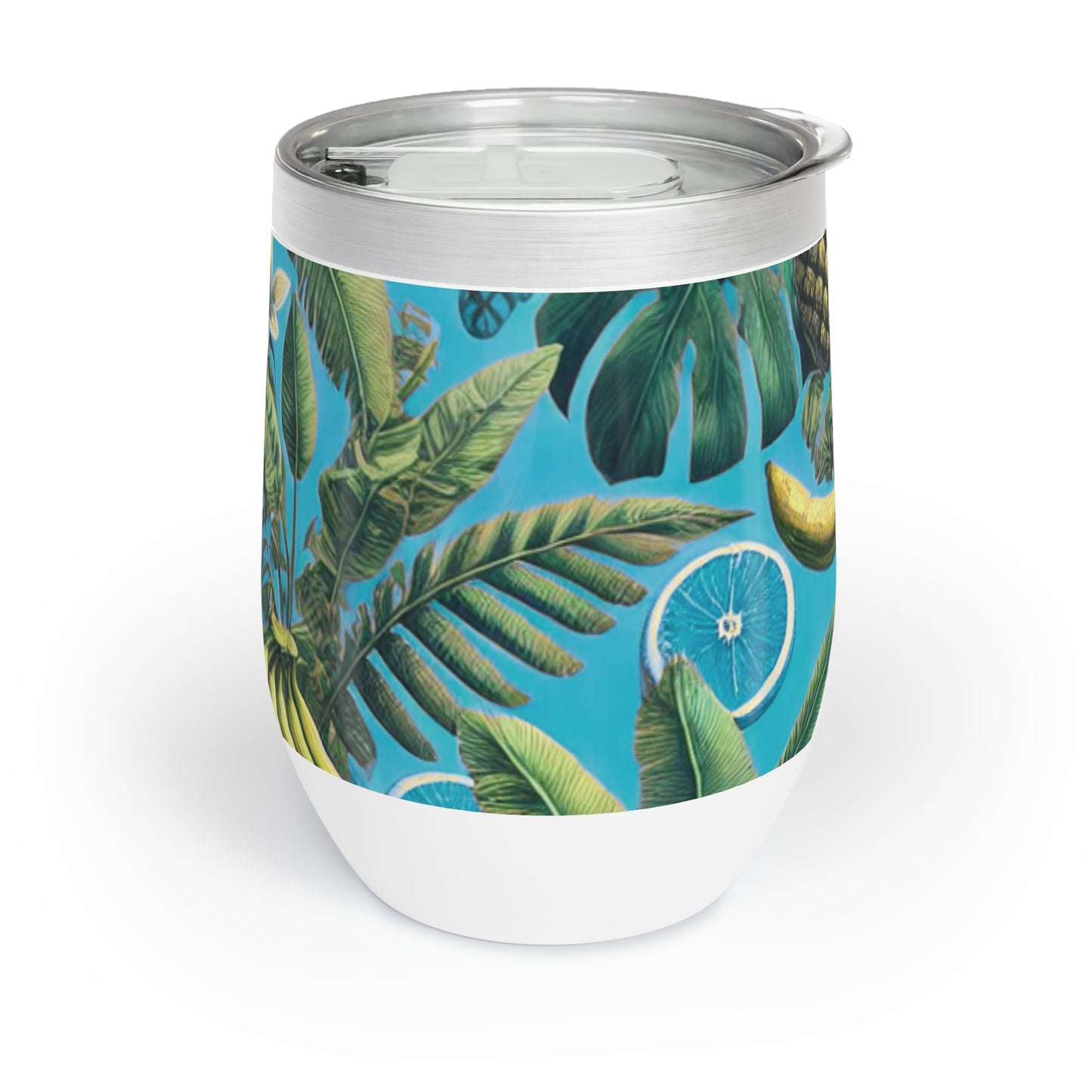 Chill Wine Tumbler / More Tropical Fruit, Aqua Blue