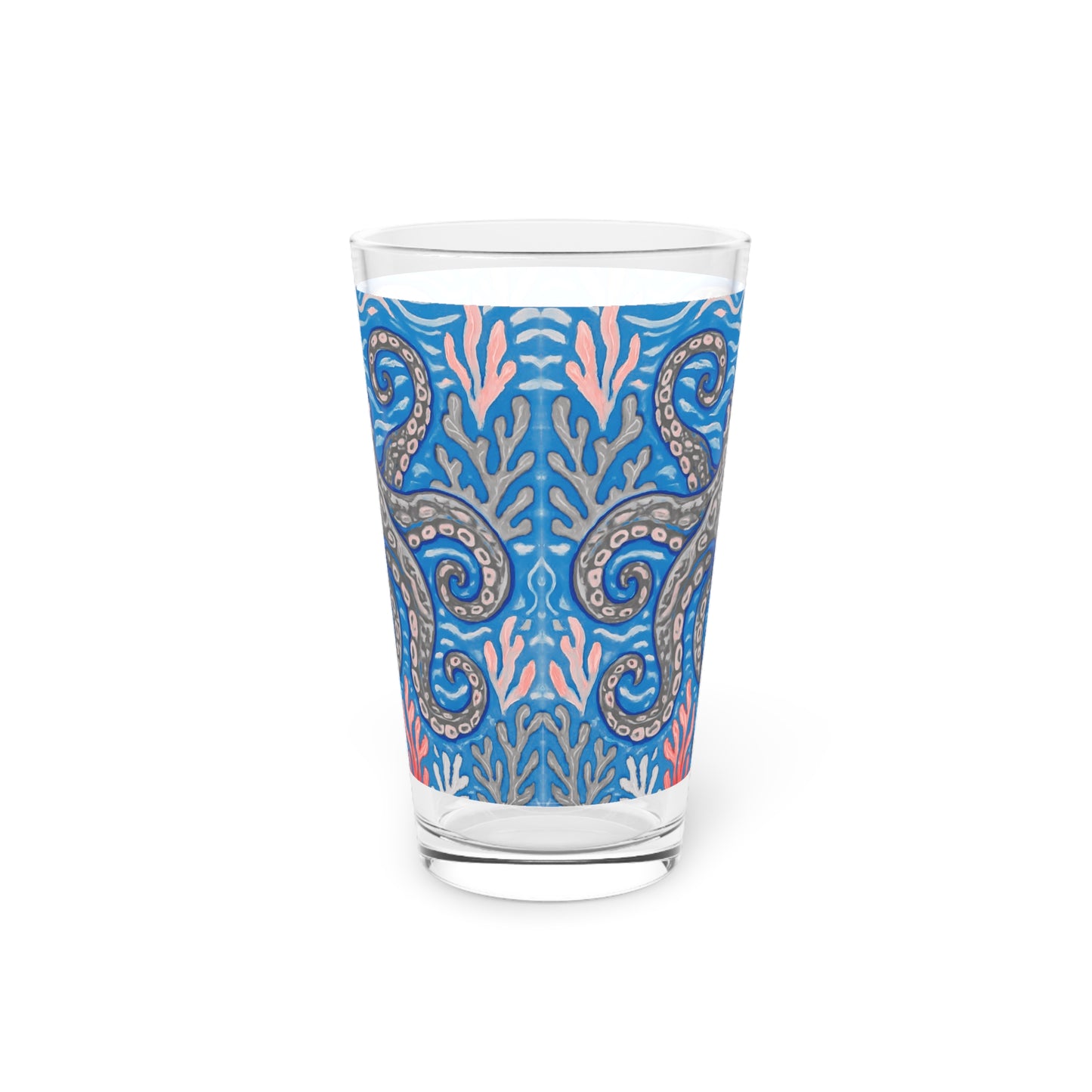 Pint Glass, 16oz - Octopus Kraken Joe, Grey