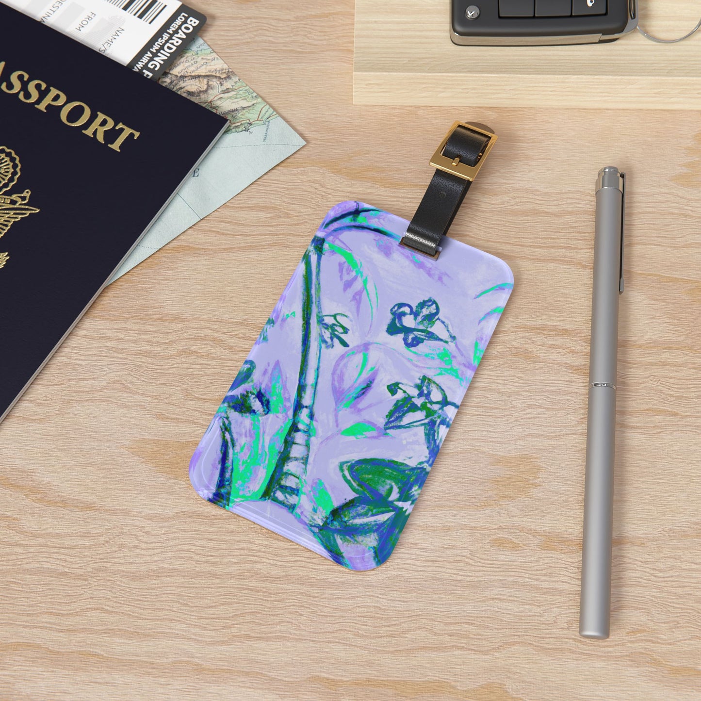 Luggage Tag - Tropical Doodles/Lilac