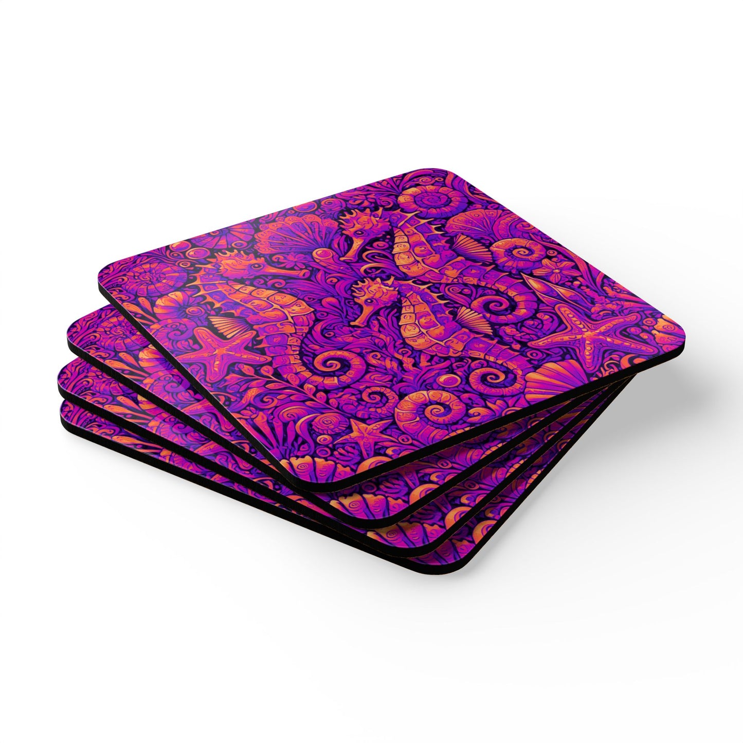 Four-piece Coaster Set - Seahorse Trio/Heatwave