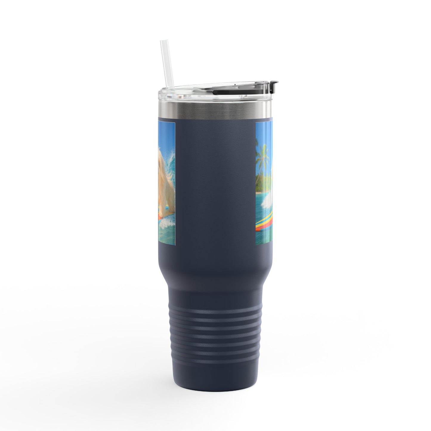 Puppy Ariel the Dog Surfer Insulated Travel Mug - 40oz - Perfect for Outdoor Adventures