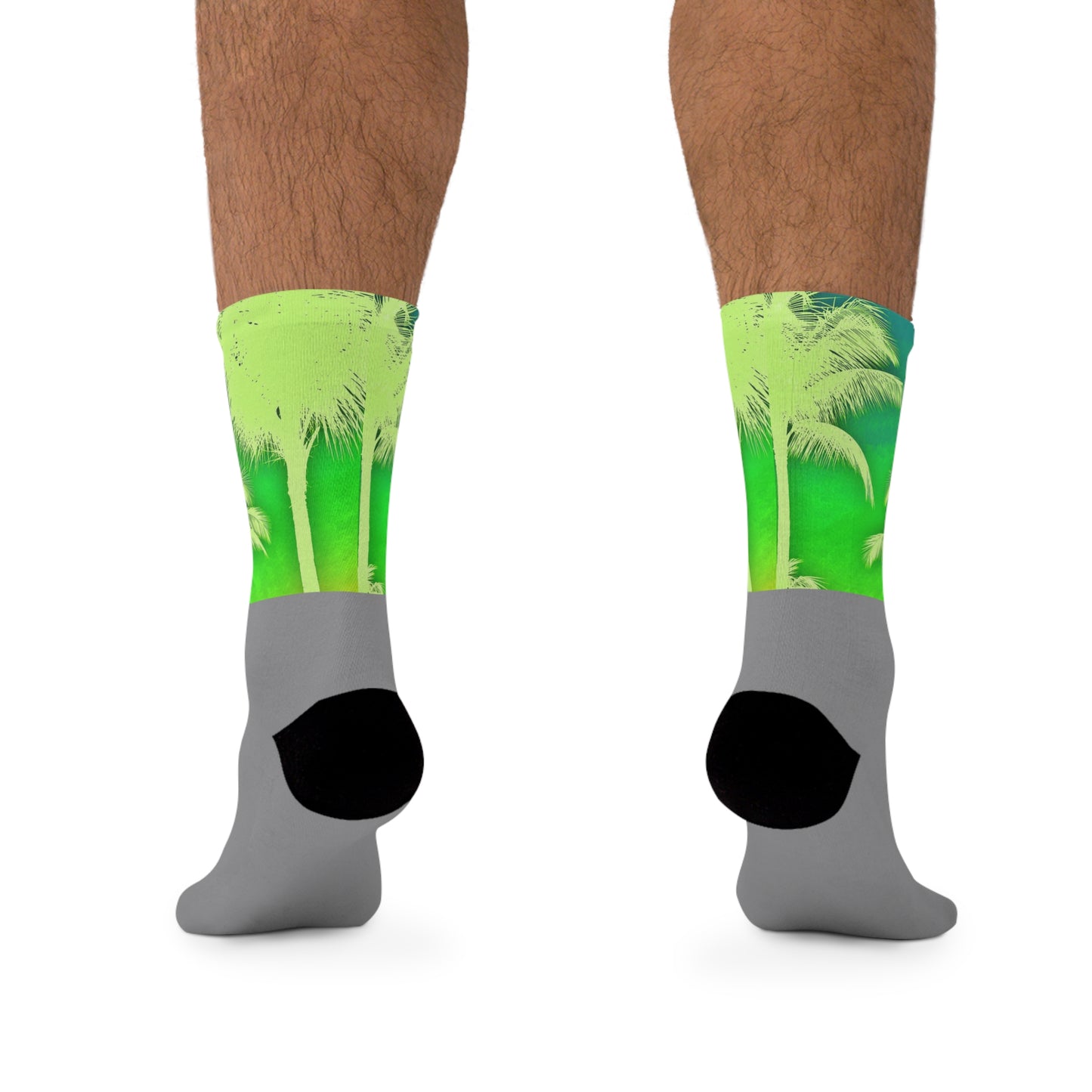 Recycled Poly Socks, Palm Glow Green/Grey