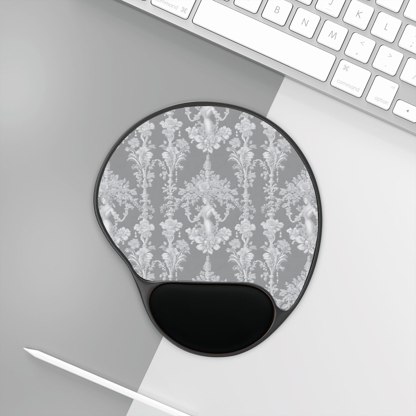Pearl Lady Toile/Slate Mouse Pad with Wrist Rest – Ergonomic Design for Comfort and Style