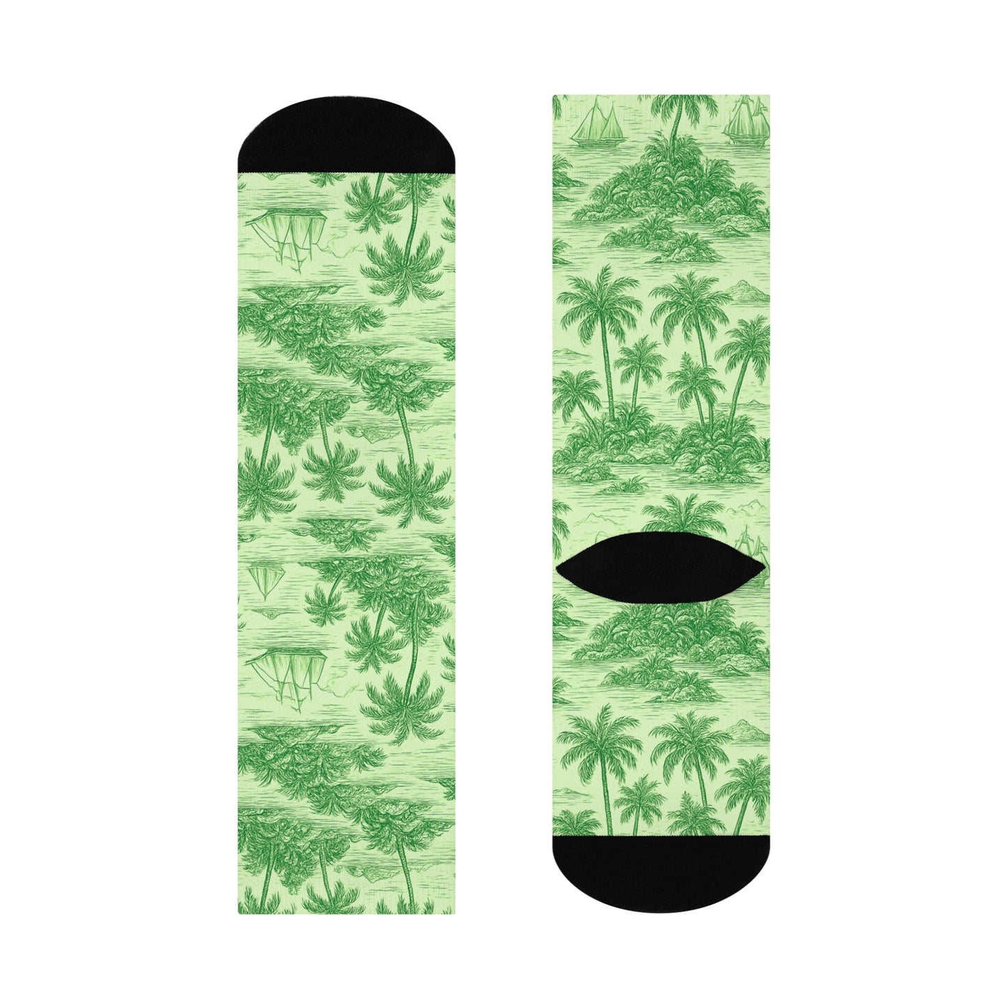 Cushioned Crew Socks - Faraway Toile/Green