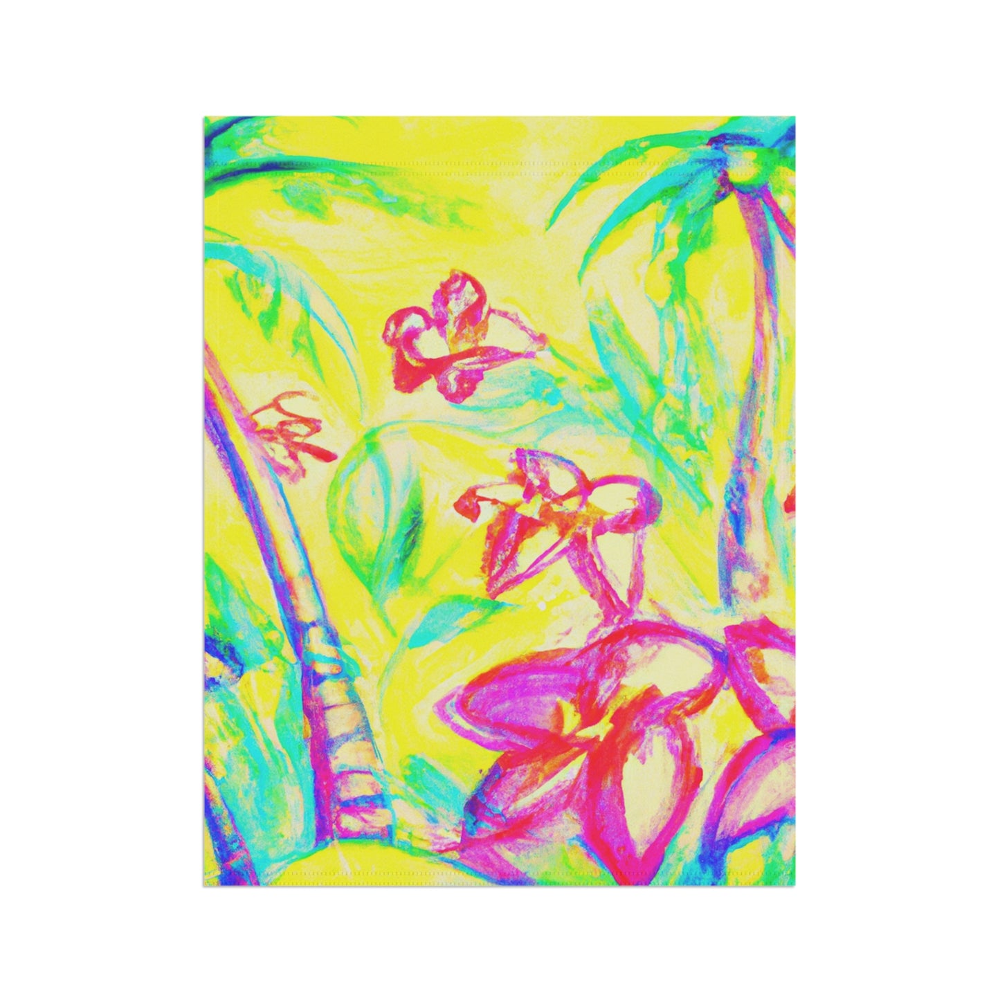 Tropical Garden Flag - Perfect for Outdoor Decor / Beach Tropical Doodles, Yellow