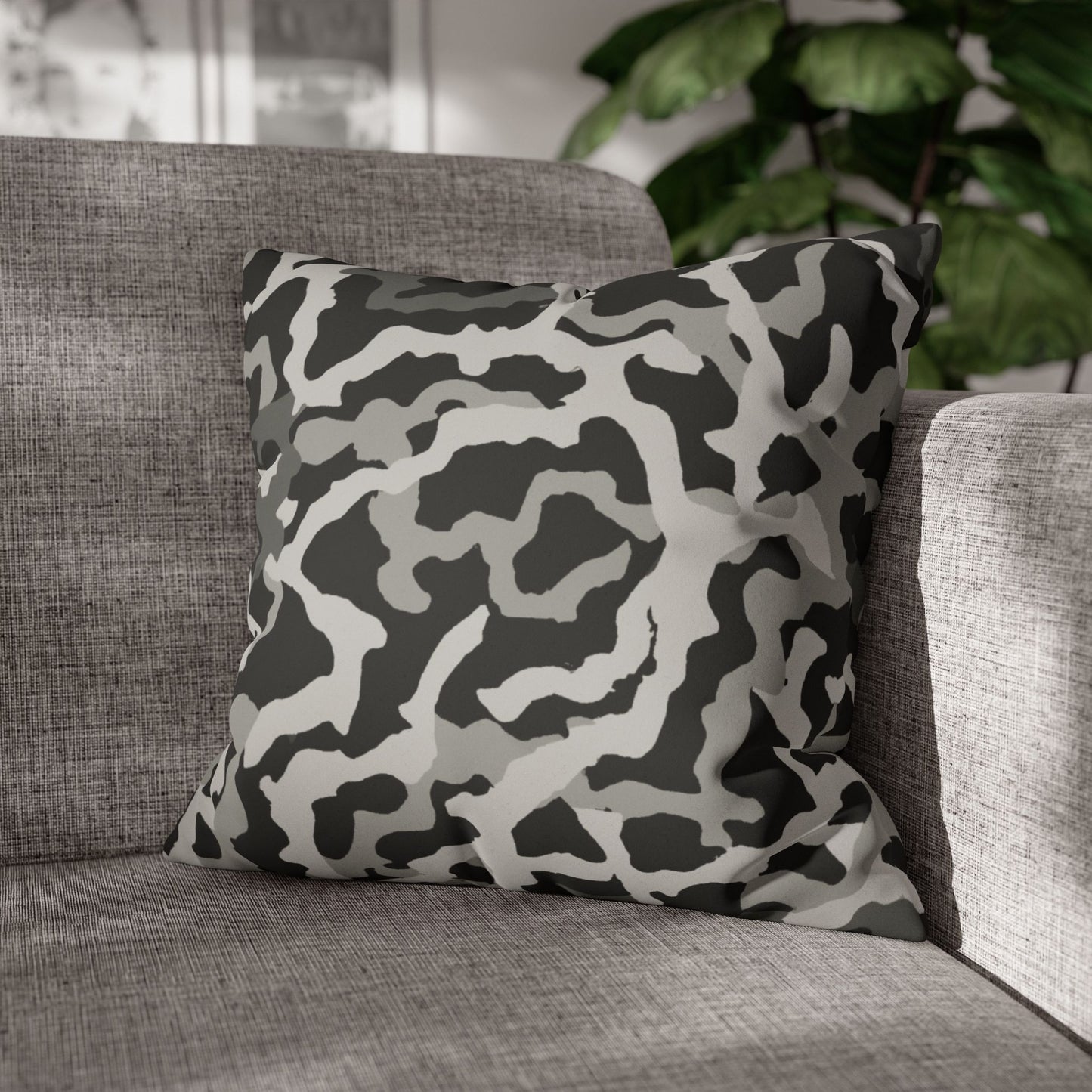 Faux Suede Square Pillowcase - Coral Threads/Noir