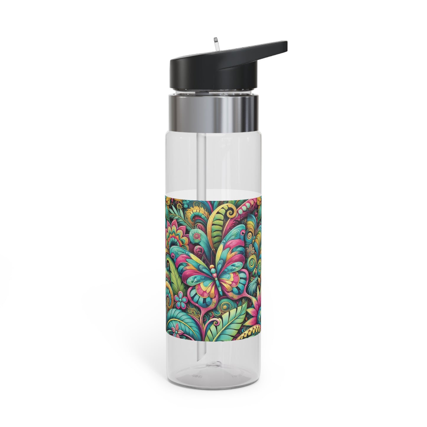 Tropical 20oz Tritan Sport Water Bottle - Leakproof, Lightweight, BPA-Free / Rainforest Butterfly Pop