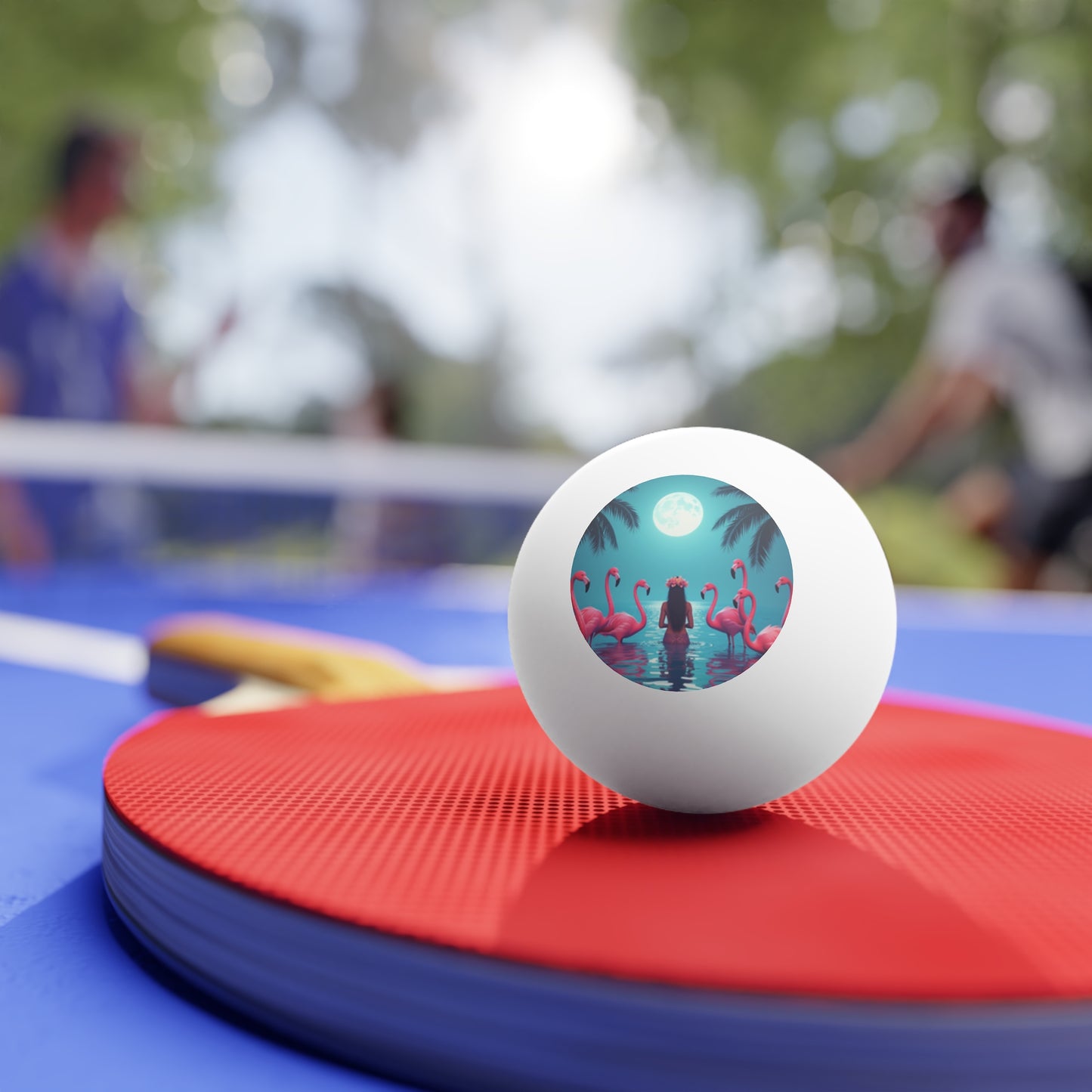 Tropical Paradise Ping Pong Balls - 6 Pack with Moonlit Mermaid and Flamingos