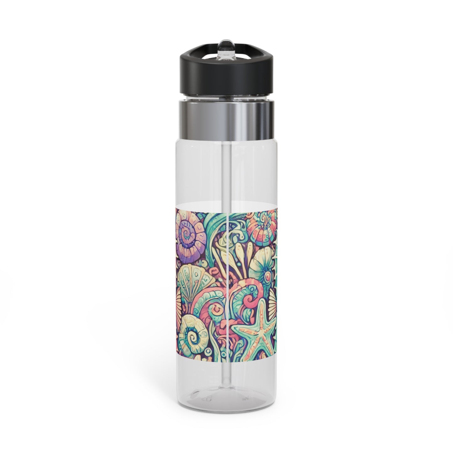 Tropical 20oz Tritan Sport Water Bottle - Leakproof, Lightweight, BPA-Free / Seahorse Trio, Retro Macro