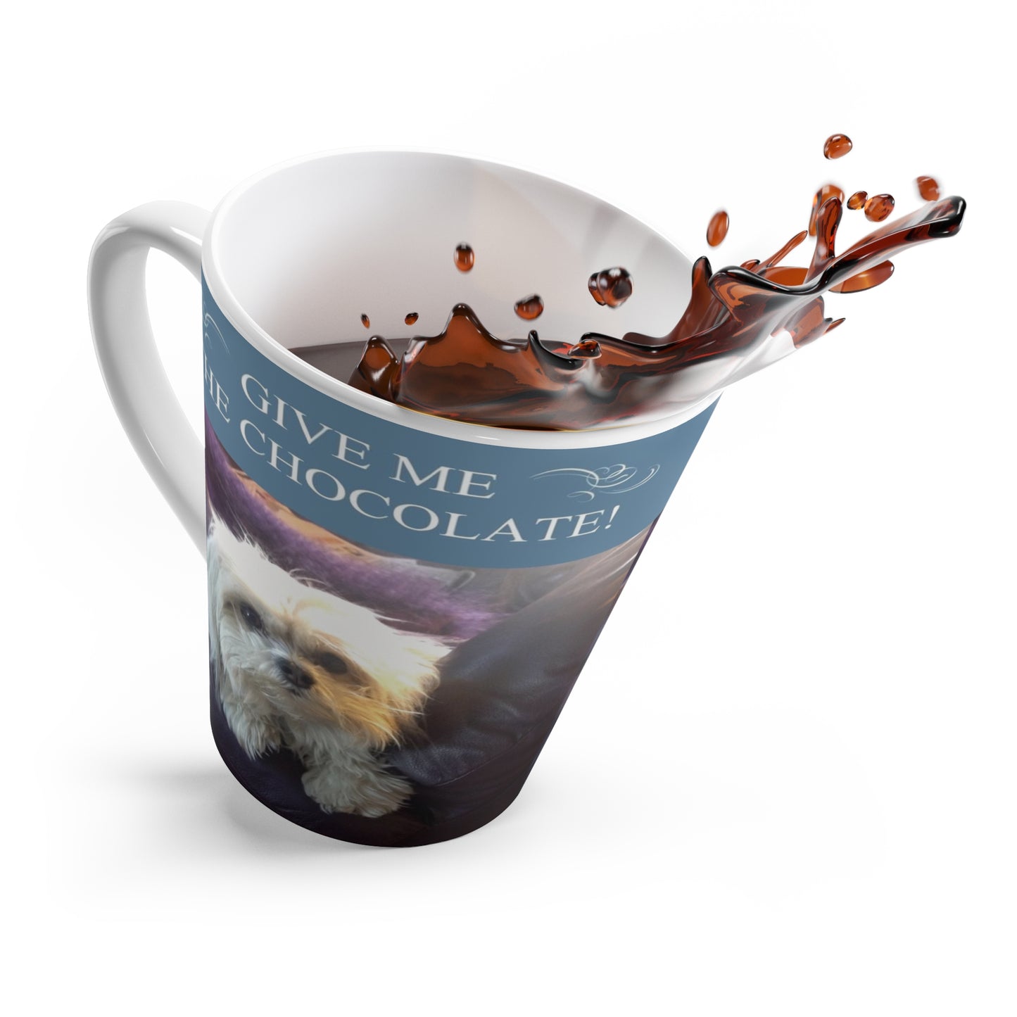 Latte White Mug - Puppy Ariel Asks for Chocolate