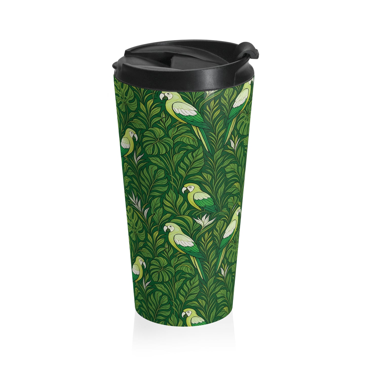 15 oz. Stainless Steel Travel Mug / Parrot Family Lime