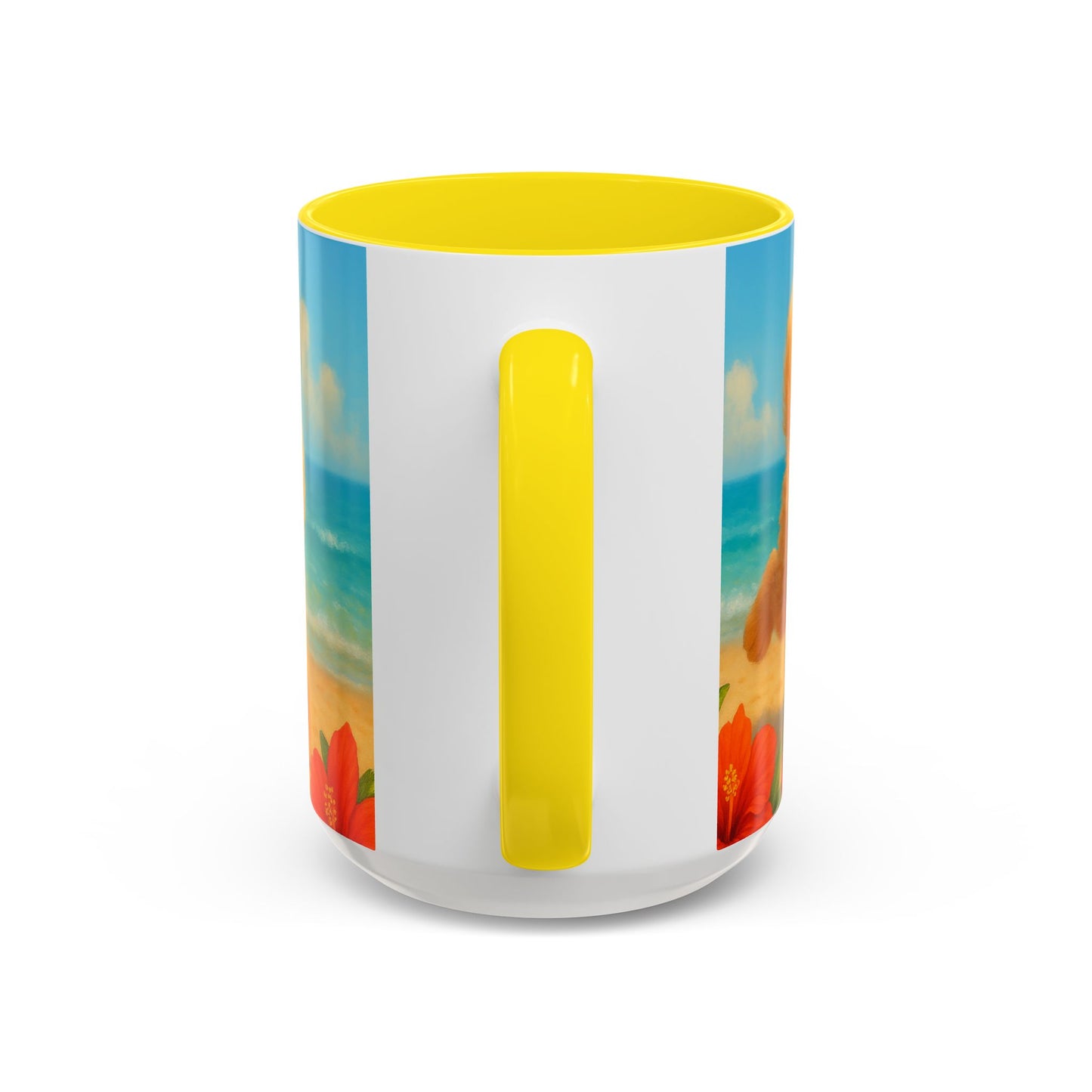 Accent Color Coffee Mug (11, 15oz), 8 Colors - Two Puppies on Beach