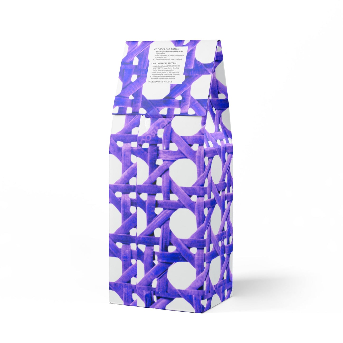 Cocoa Palms Blend™ (Medium-Dark Roast) Specialty Grade Craft Coffee / Chair Wicker, Amethyst